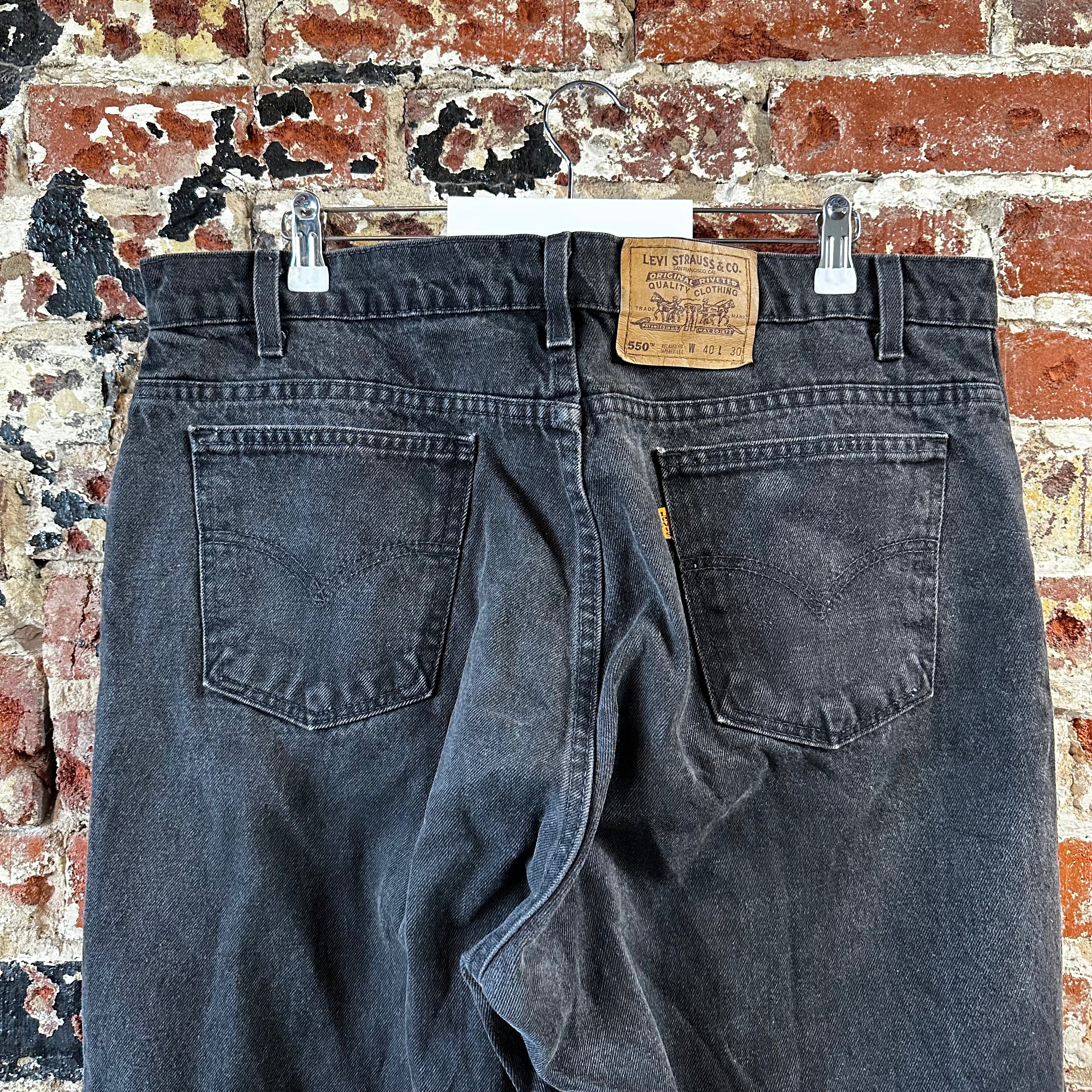 Vtg Levis 550 Black Orange Tab Relaxed Tapered Mens Jeans 40x30 USA 1996 90s