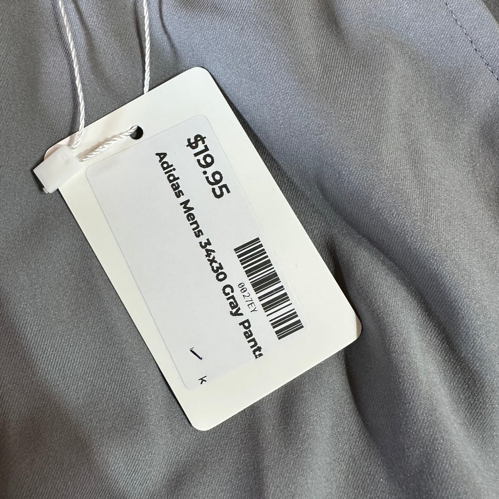 Adidas Mens 34x30 Gray Pants