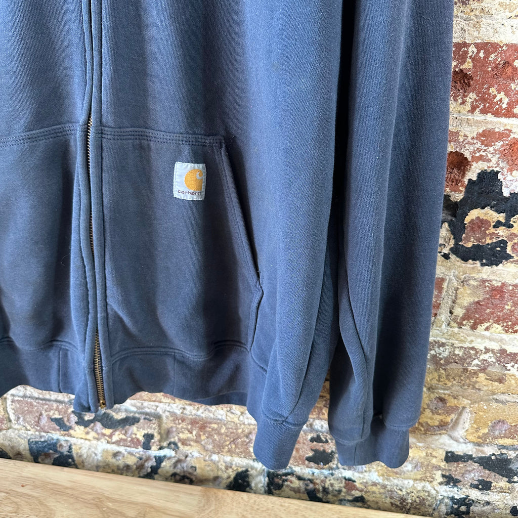 Carhartt K122 NVY Hoodie Sweatshirt Blue Mens Size Large Full Zip