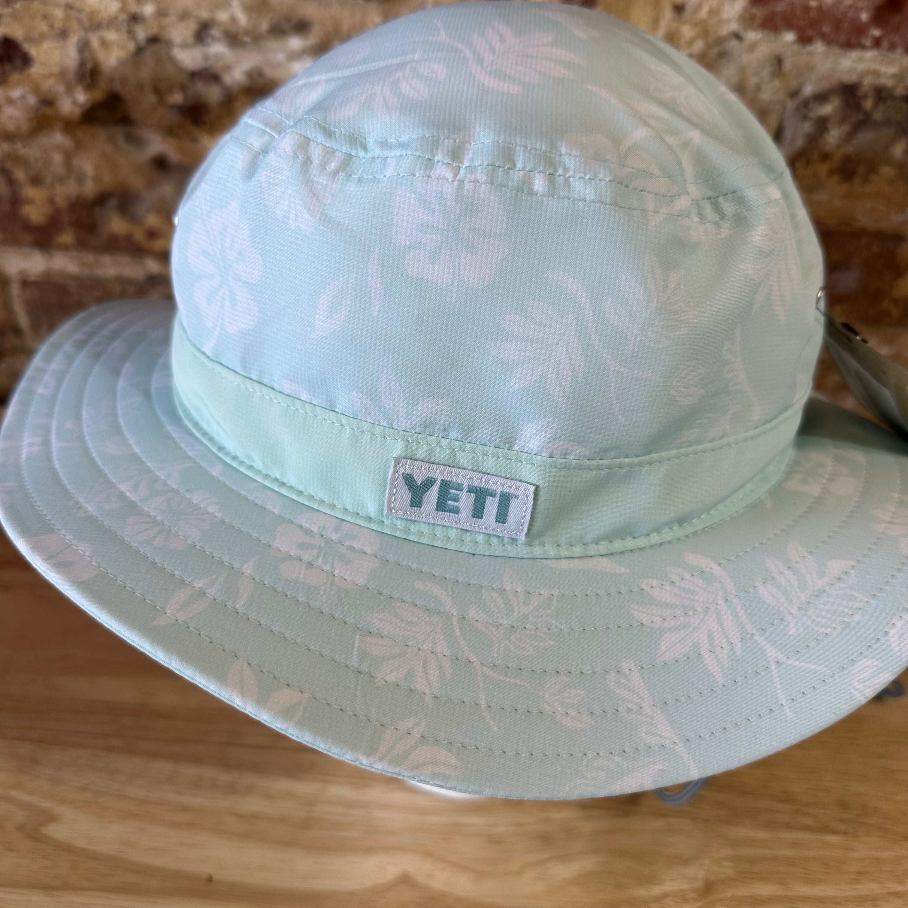YETI Bucket Hat L/XL Mint Green Floral Boonie Sun Fishing Outdoor NEW