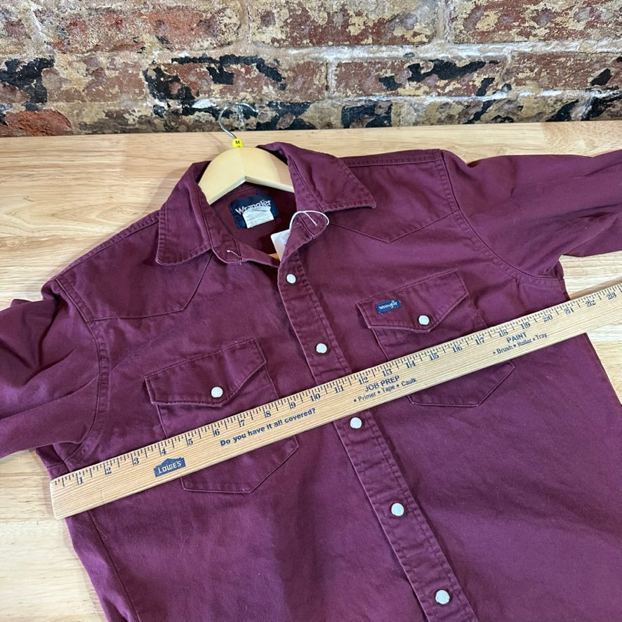 Wrangler Button Up Shirt Mens Medium Western Long Sleeve Purple
