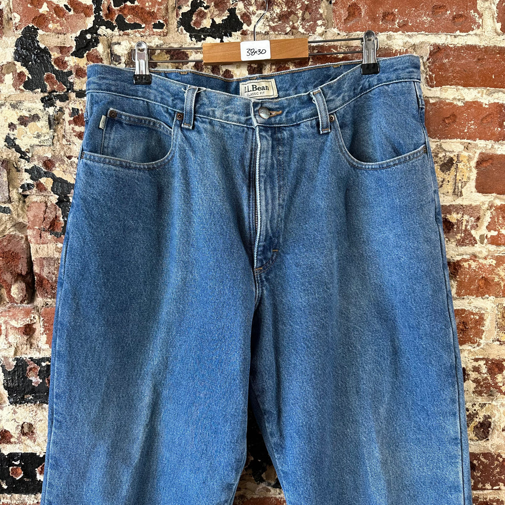 LL Bean Mens 38x30 Flannel lined Blue Jeans