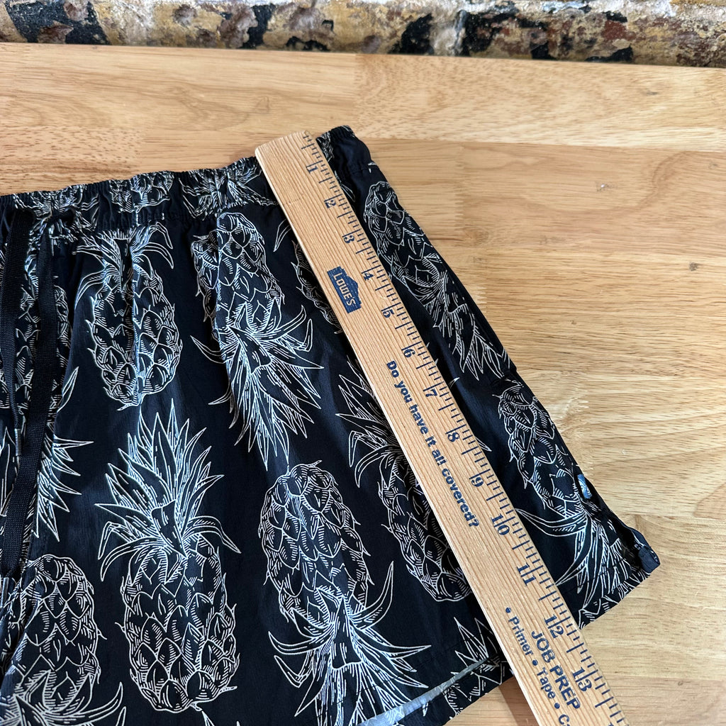 Lauren James Swim Shorts Womens Large Black Pull On Casual Pineapple Drawstring