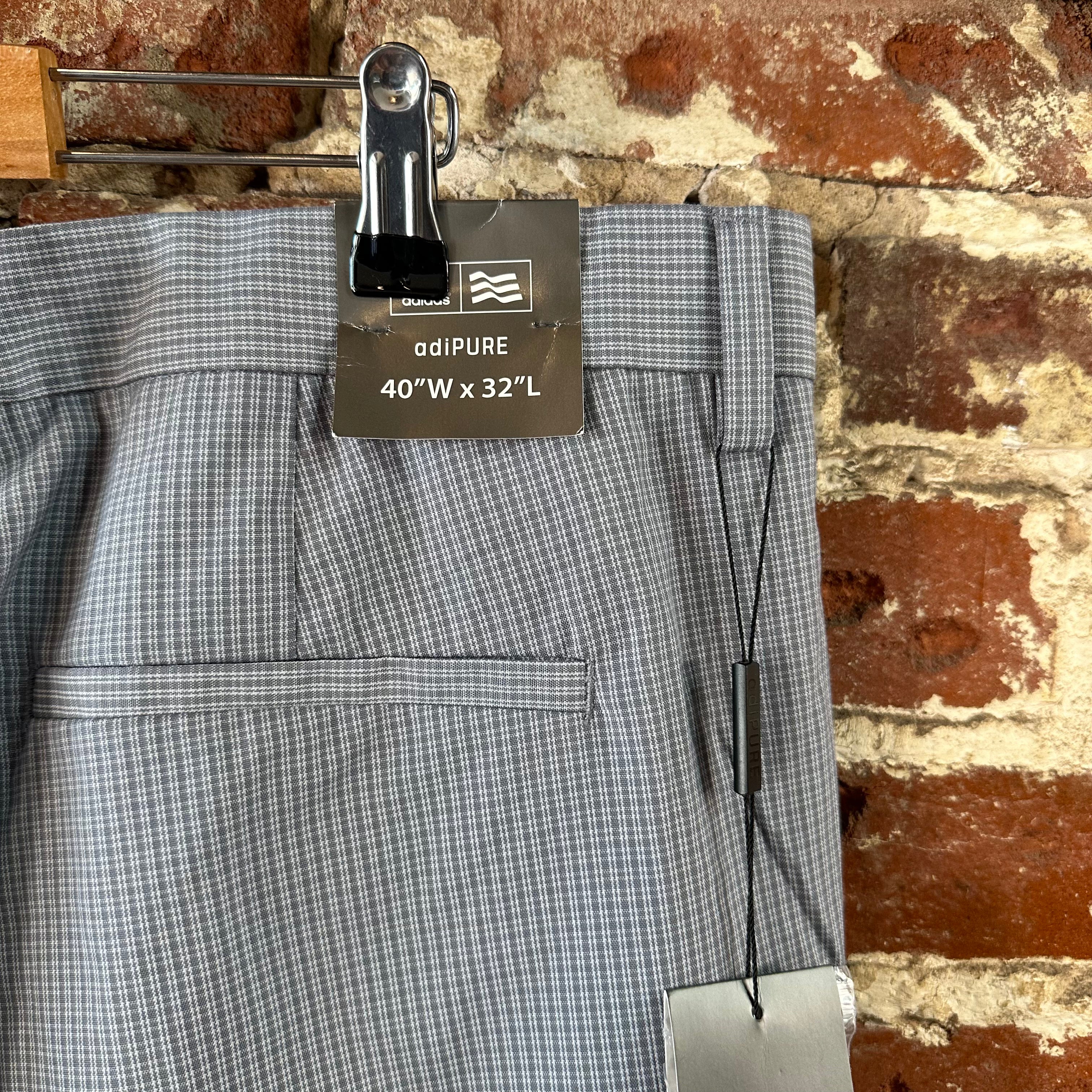 Adidas Golf Pants Men's 40x32 Gray Performance Chino Madi P Check NEW