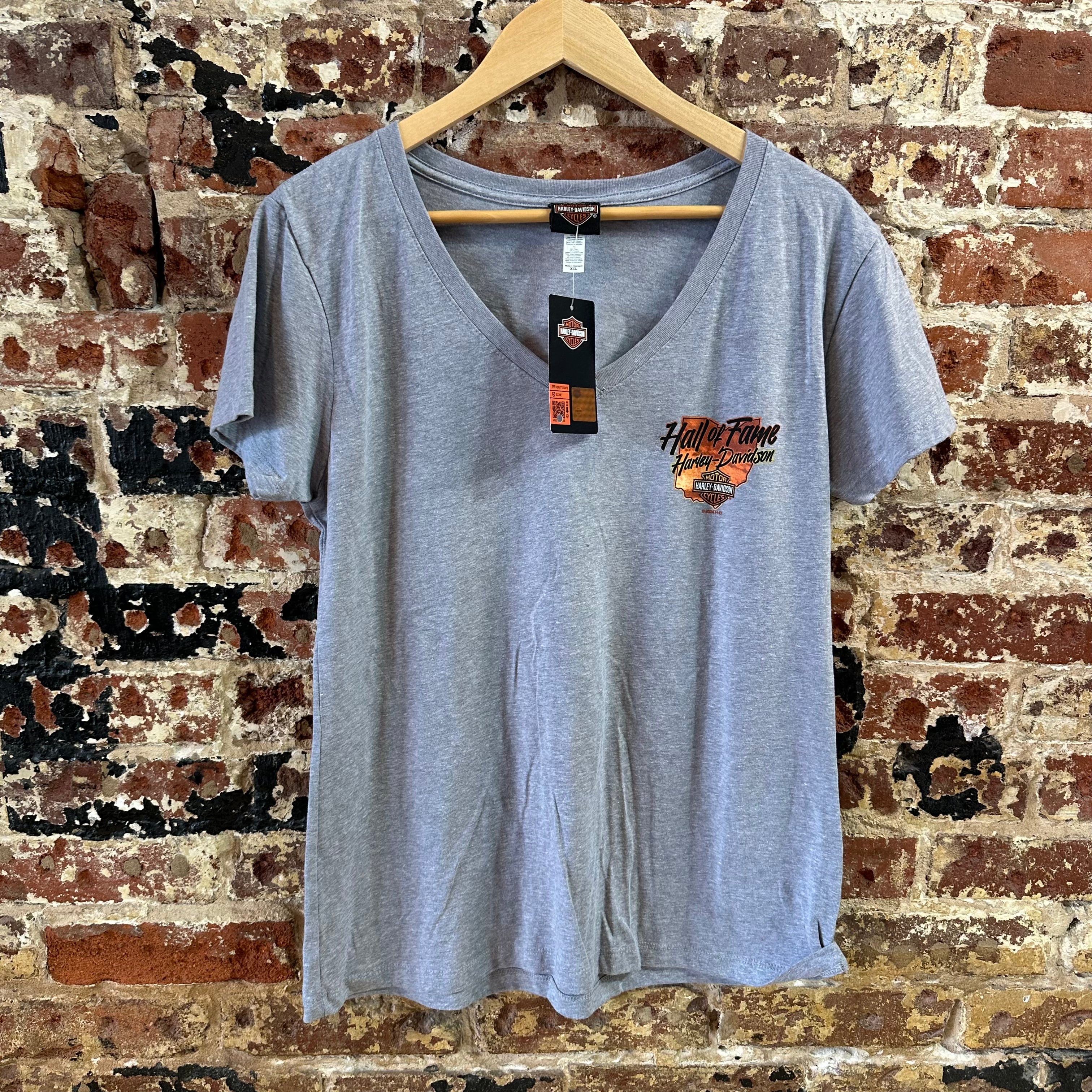 Harley Davidson Women's 2XL Short Sleeve Gray T-Shirt V-Neck NEW