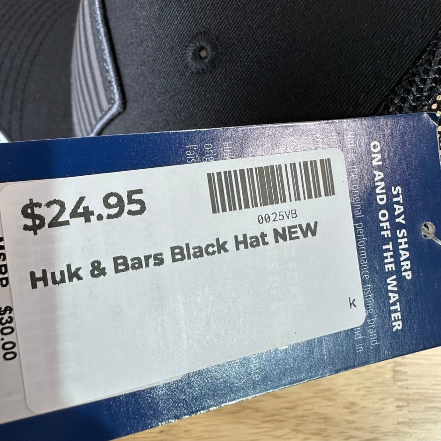 Huk Fishing Mens Black Flag Hook Logo Adjustable Snapback Cap Hat NEW