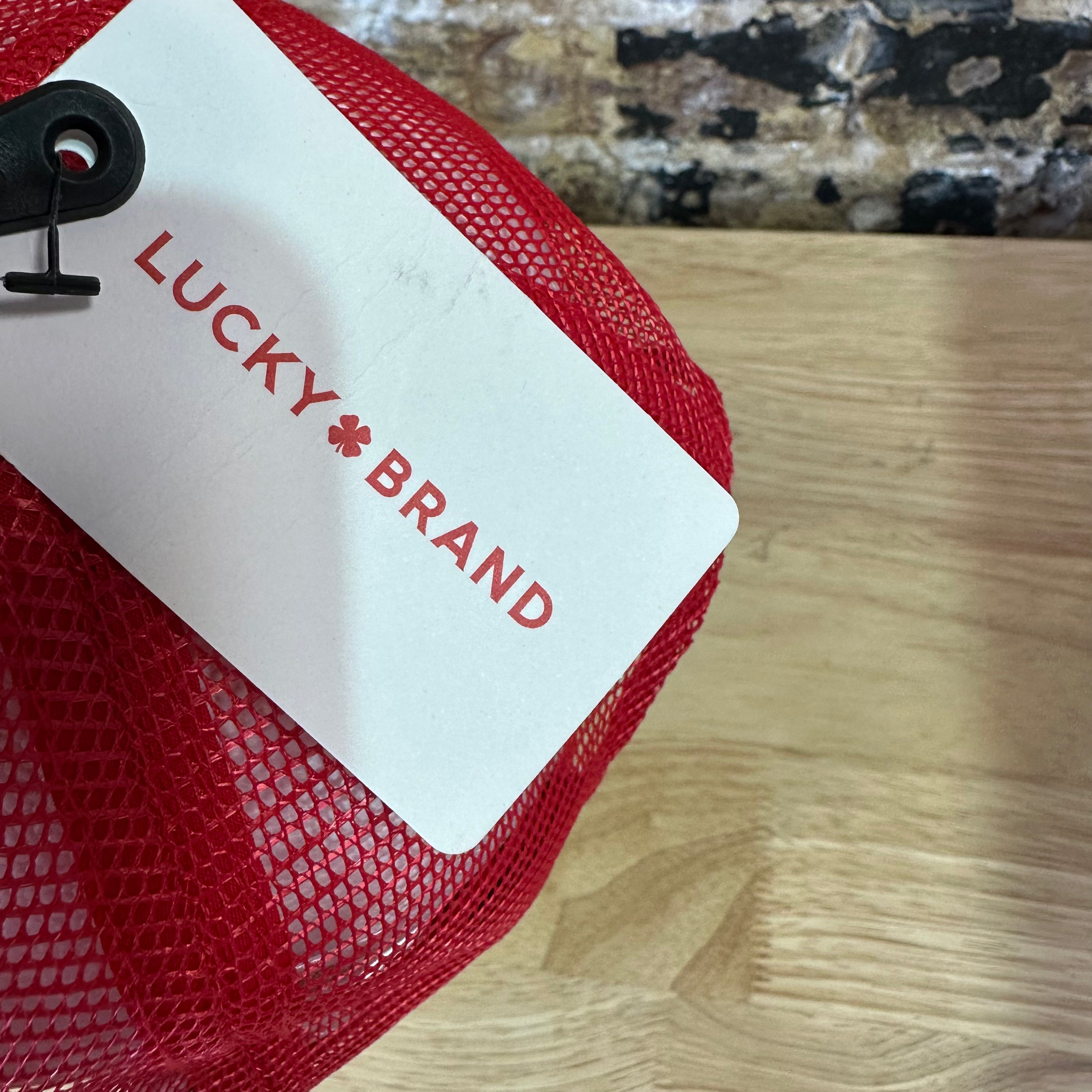 Lucky Brand Red Trucker Hat SnapBack Y2K NEW