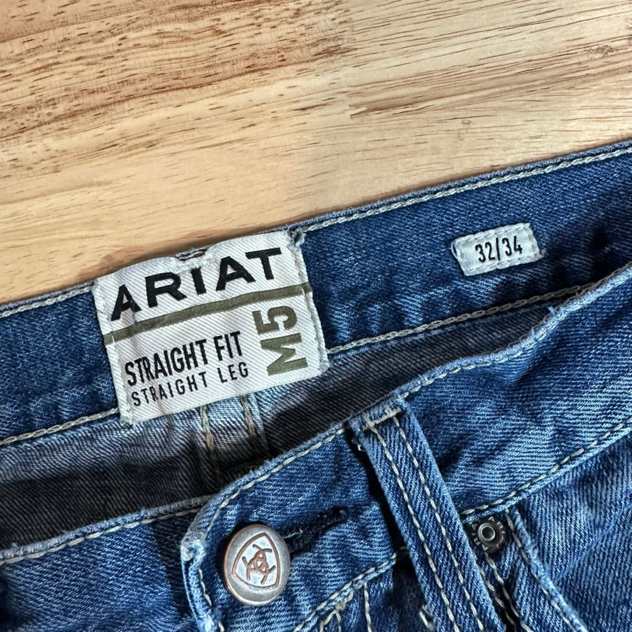 Ariat M5 Straight Blue Jeans Men's 32x34 Western Cowboy