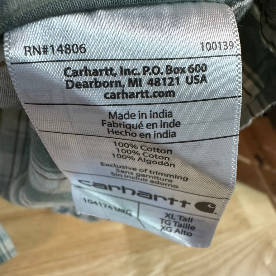 Carhartt Mens XL Tall Short Sleeve Button Up