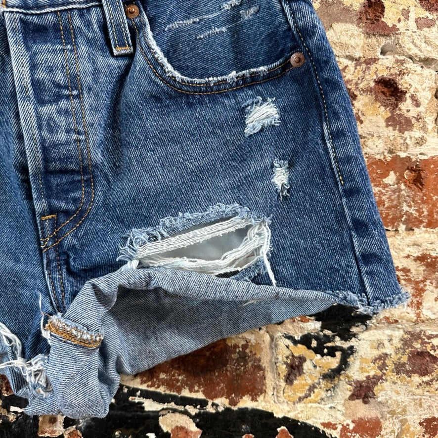Levi's Cut Off Denim Jean Shorts Womens 27 Distressed - 27x3"