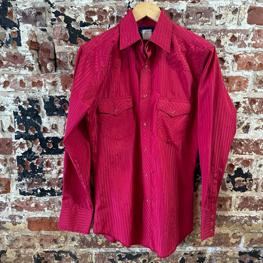 Wrangler Button Up Shirt Mens Small Western Long Sleeve Red
