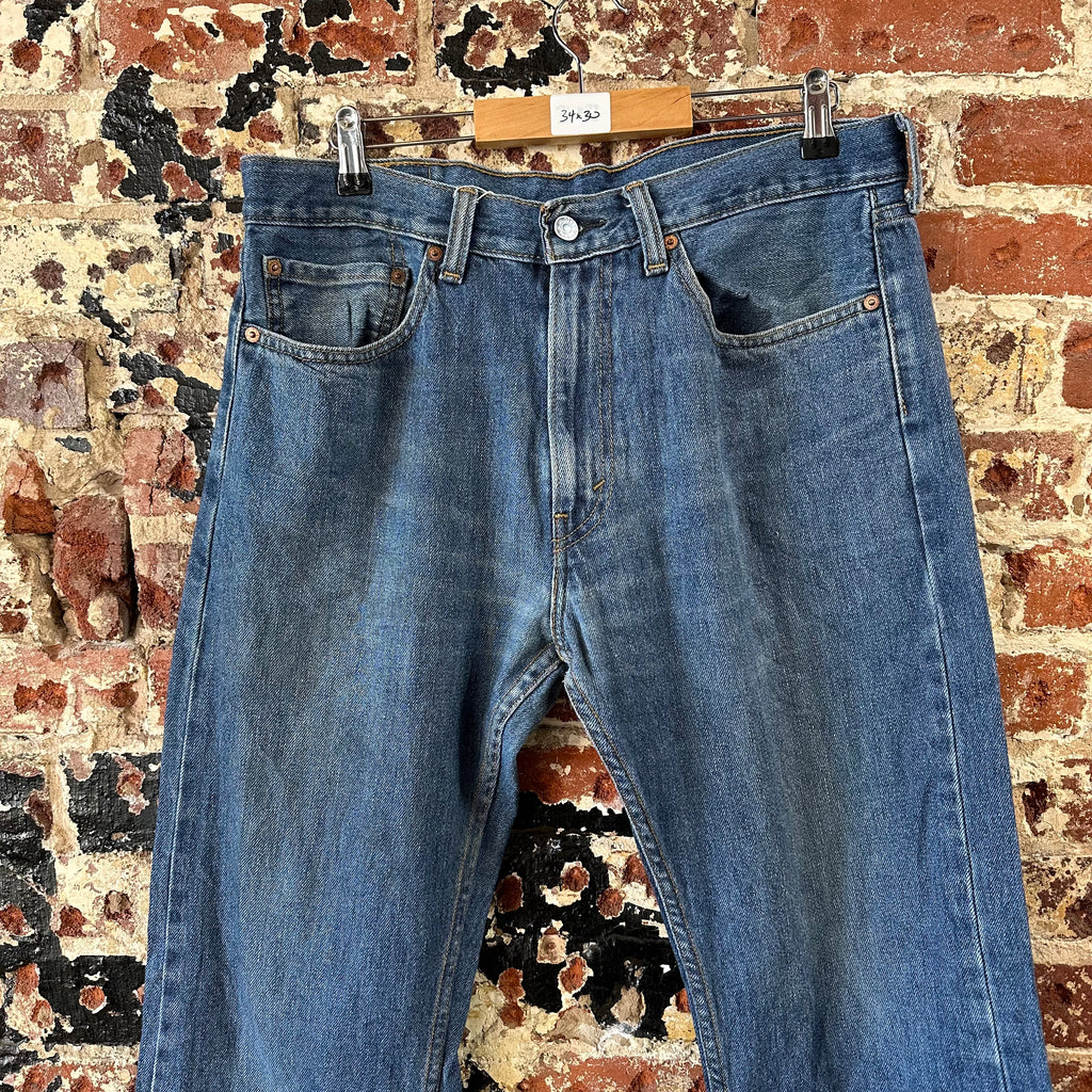 Levis 505 Jeans Mens 34x30 Regular Zip fly Blue denim Levi's