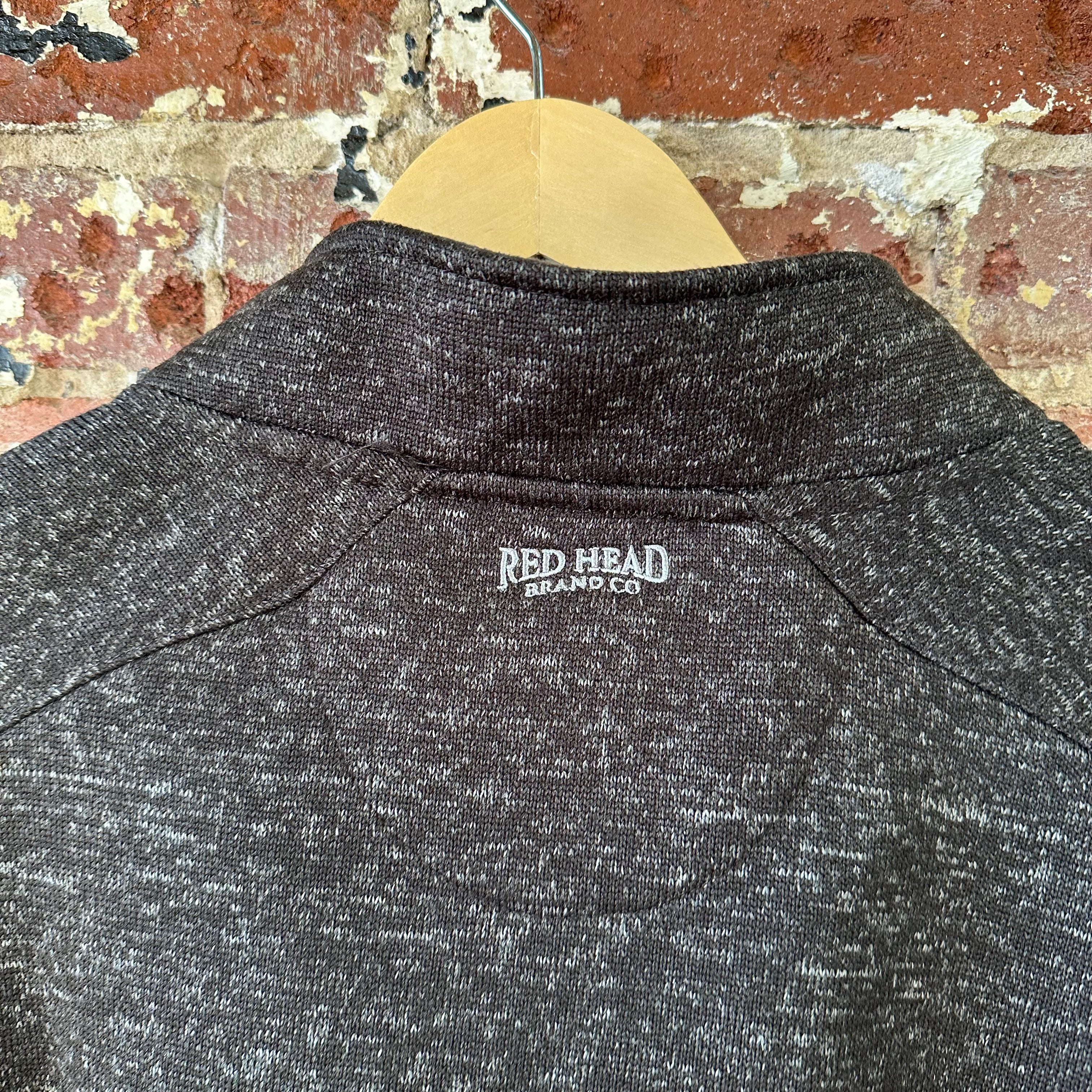 Red Head Pullover Sweater Mens 4XL Brown 1/4 Button Heathered Knit Fleece