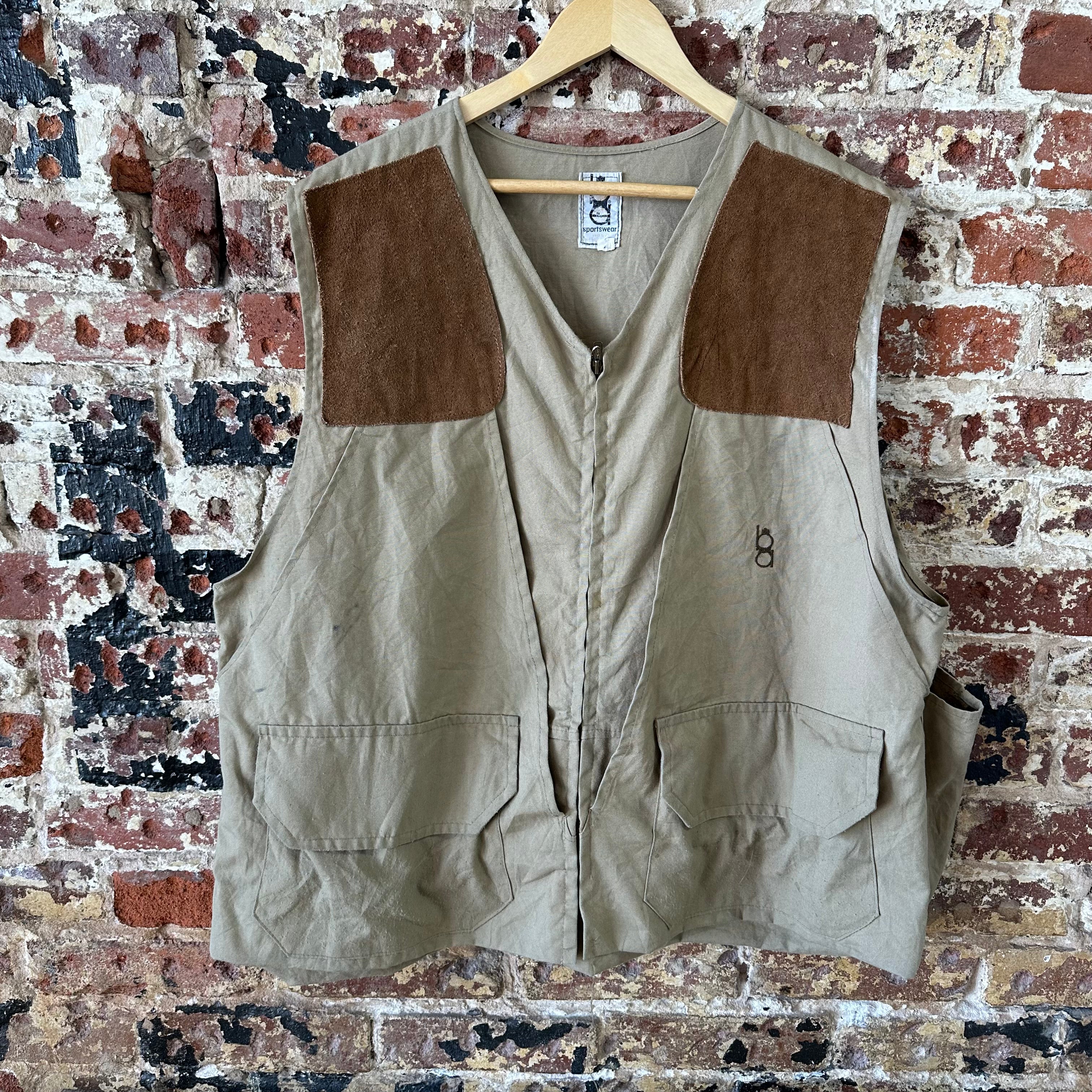 Vintage Bob Allen Shooting Vest Upland Field Hunting Leather Padded Game Bag XL