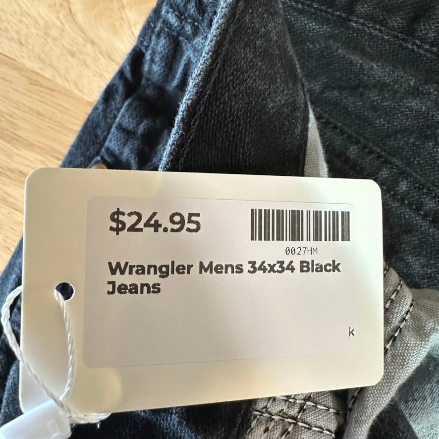 Wrangler Mens 34x34 Black Jeans