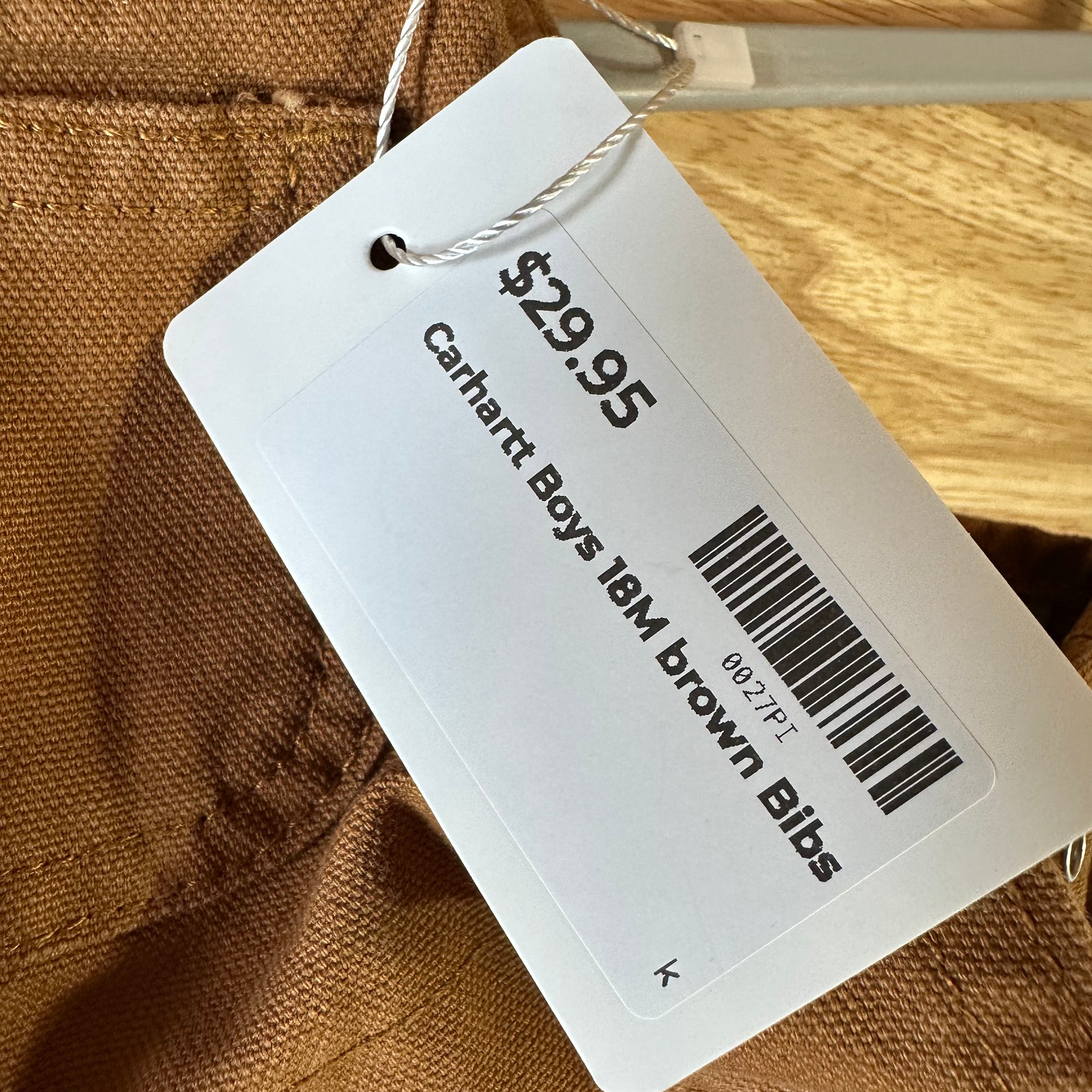 Carhartt Brown Overall Bibs Kids 18M Farm Work Toddlers double knee