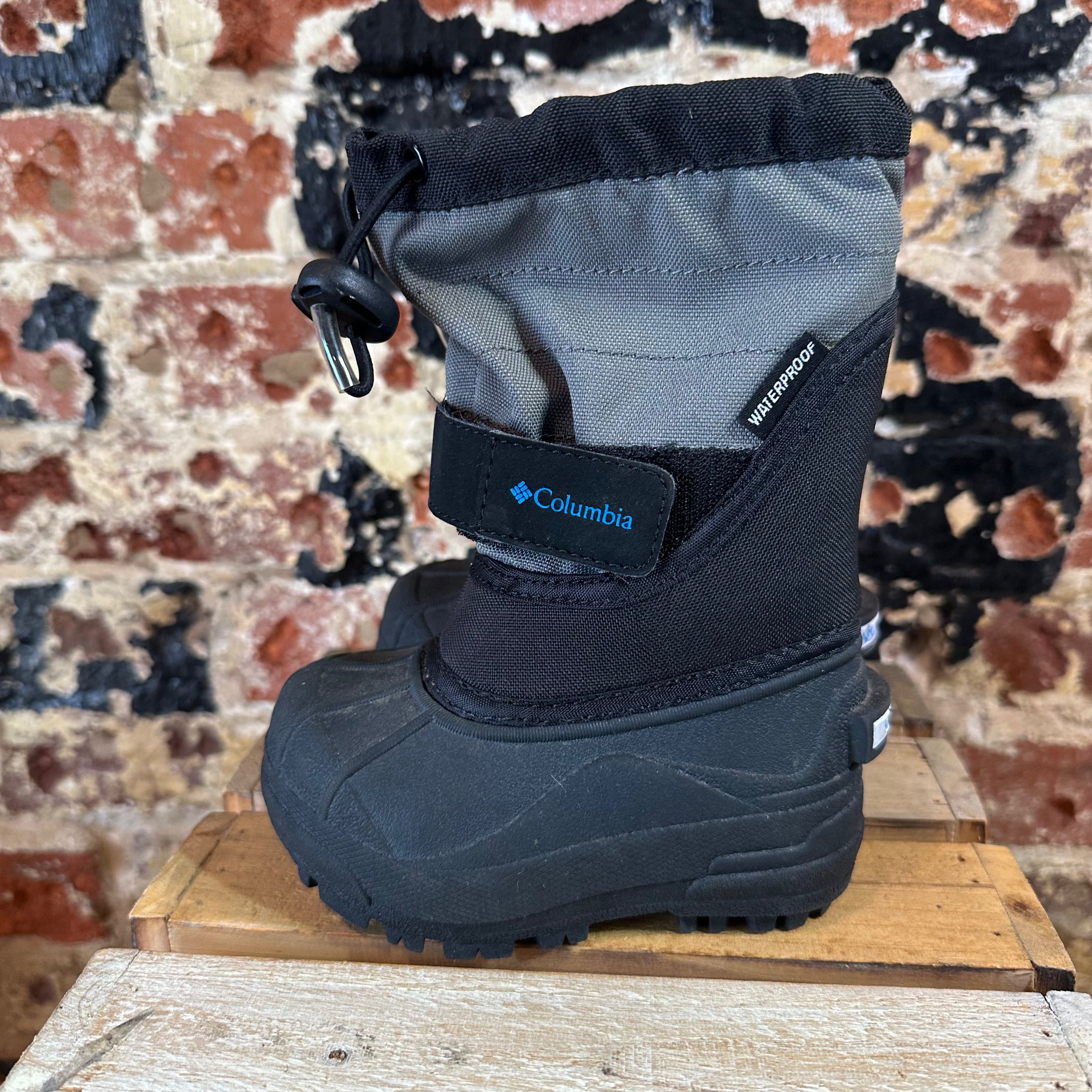 Columbia Snow Winter Boots Youth Little Kids 6 Gray Black Waterproof