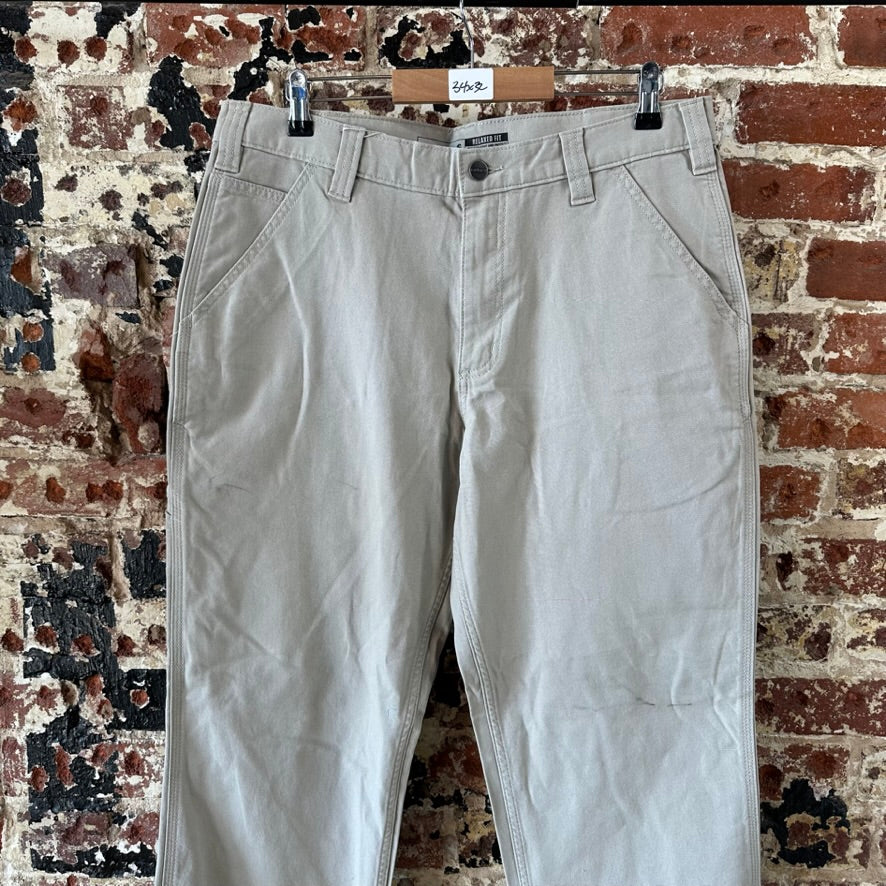 Carhartt Tan Pants Mens 34x32 canvas work utility Rugged Flex