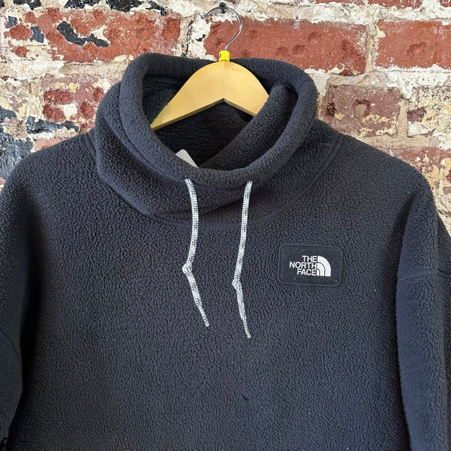 The North Face Riit Pullover Womens Medium Black Grey Fleece Cowl Neck