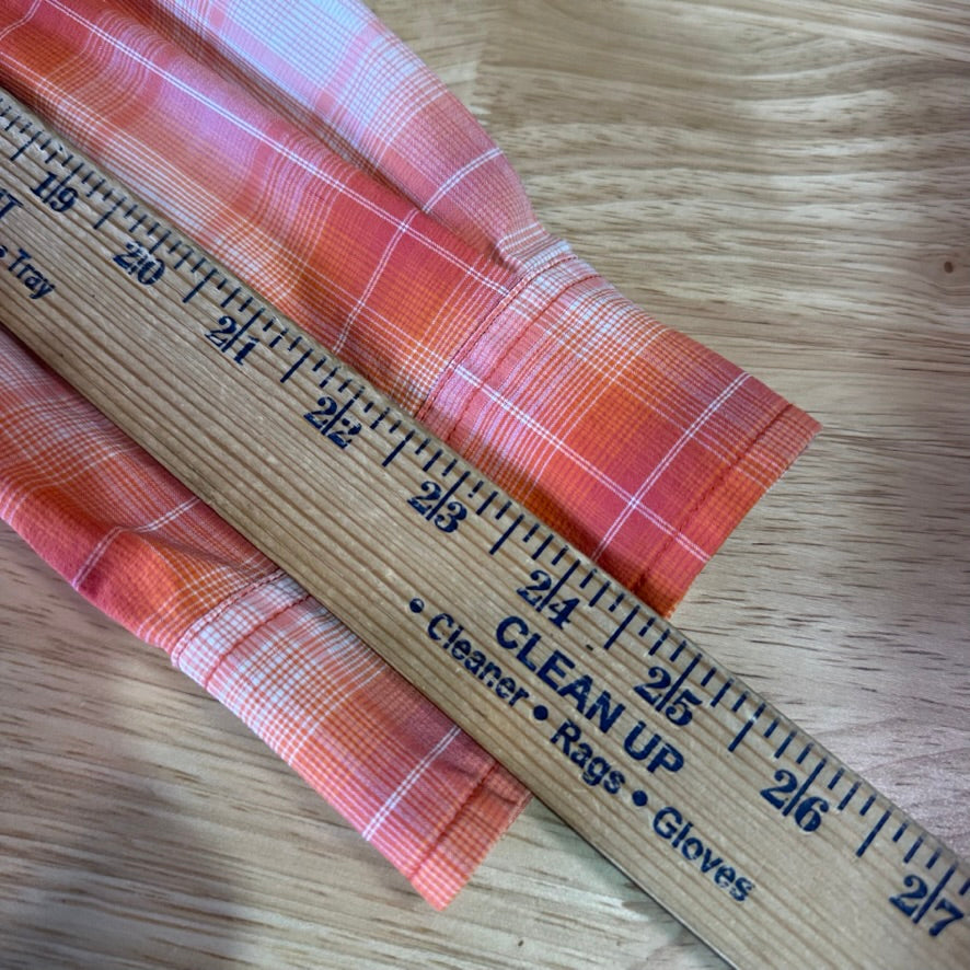 Duluth Trading Womens 2XL Button Up Shirt Orange Plaid Long sleeve vented