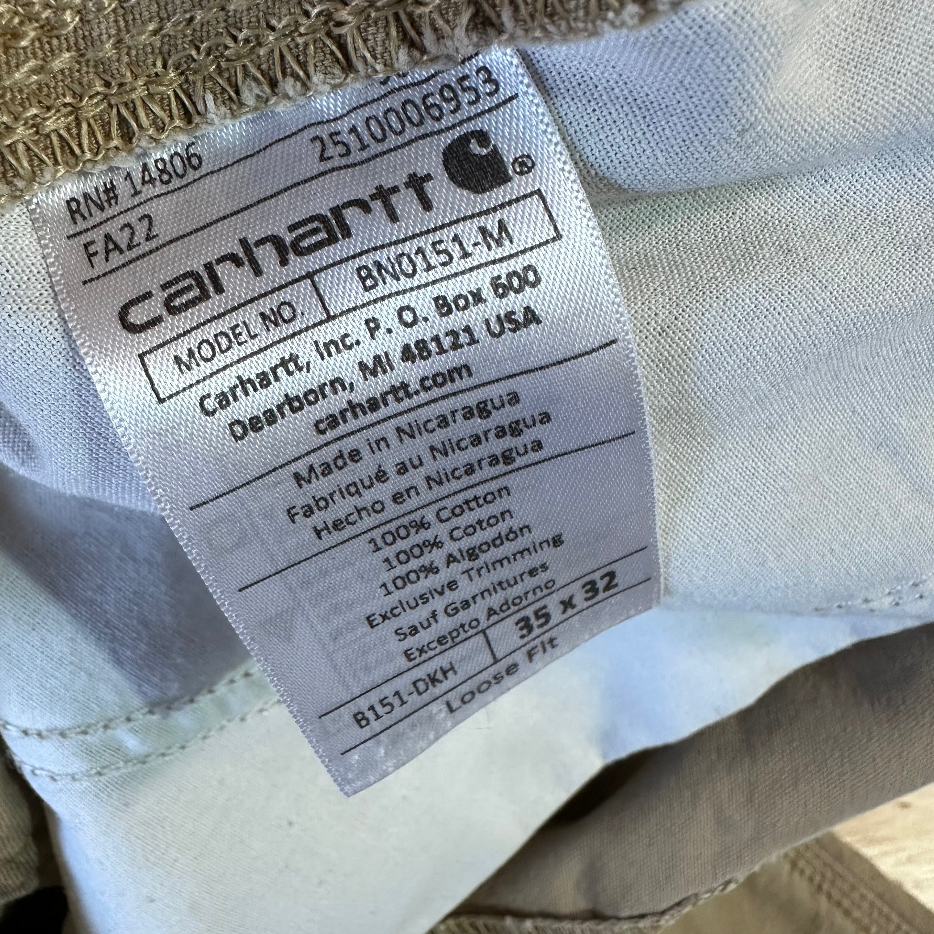 Carhartt Mens 35x32 Tan Pants