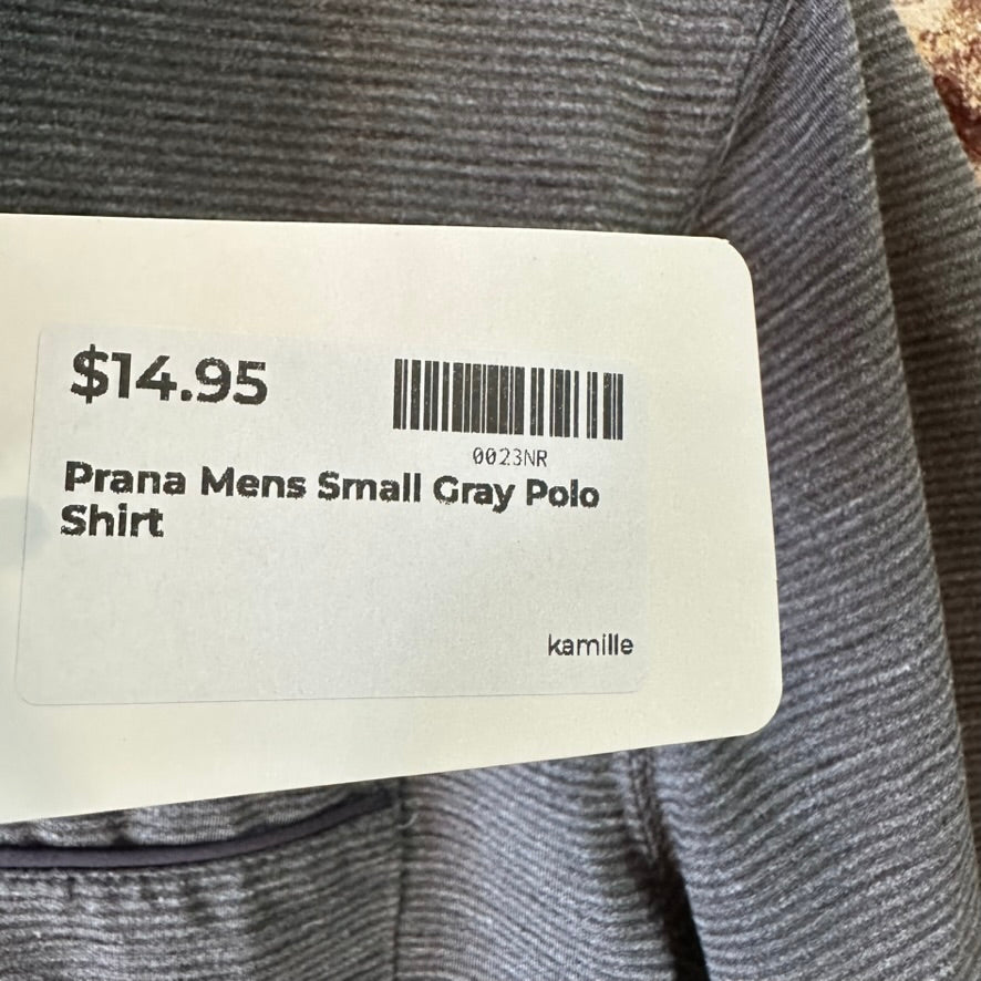 Prana Polo Shirt Mens Small Gray Golf Short Sleeve Casual Work