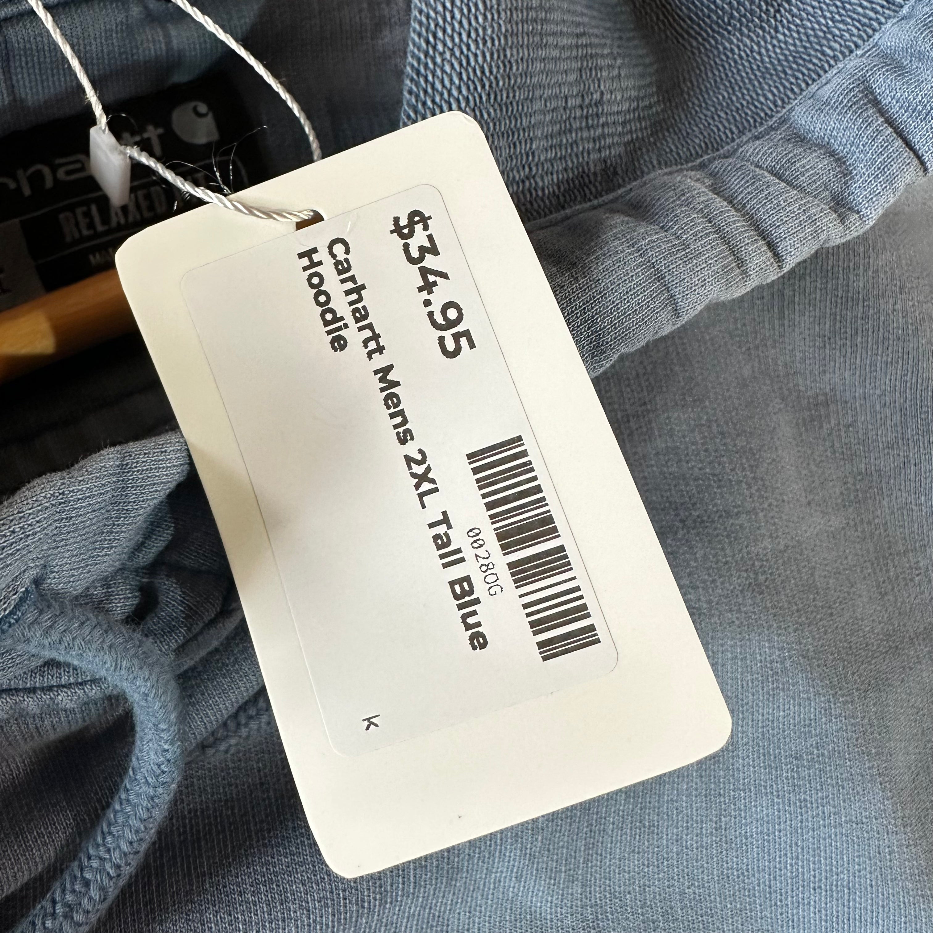 Carahrtt Blue Garment Dyed Hoodie Mens 2XL Tall