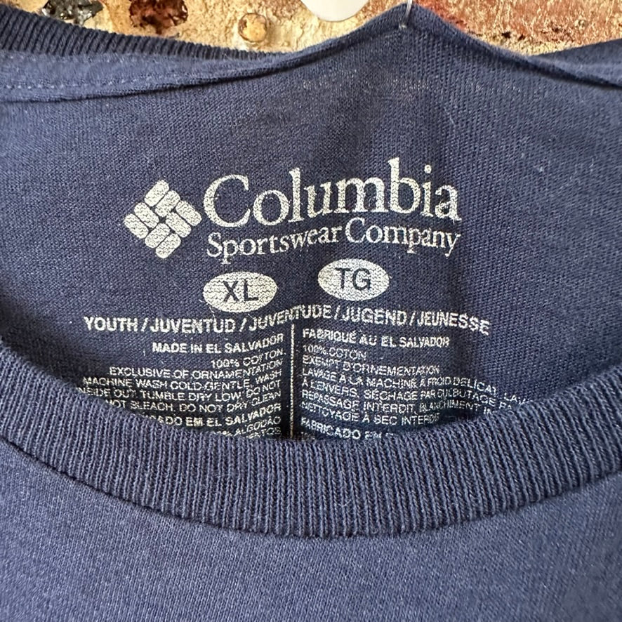 Columbia Fleece Boys XL Short Sleeve T-shirt Navy Blue Always Outside