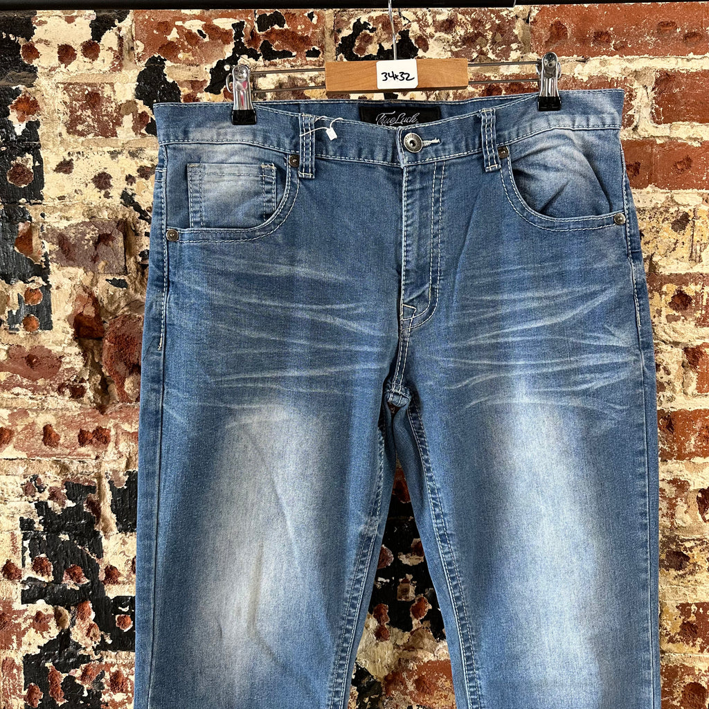 True Luck Mens 34x30 Blue Jeans