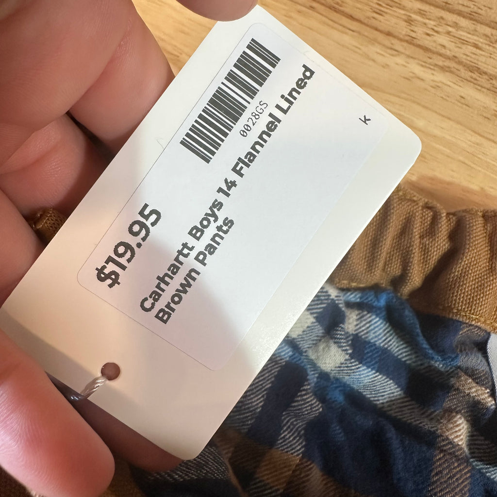 Carhartt Flannel Lined Brown Pants Boys 14