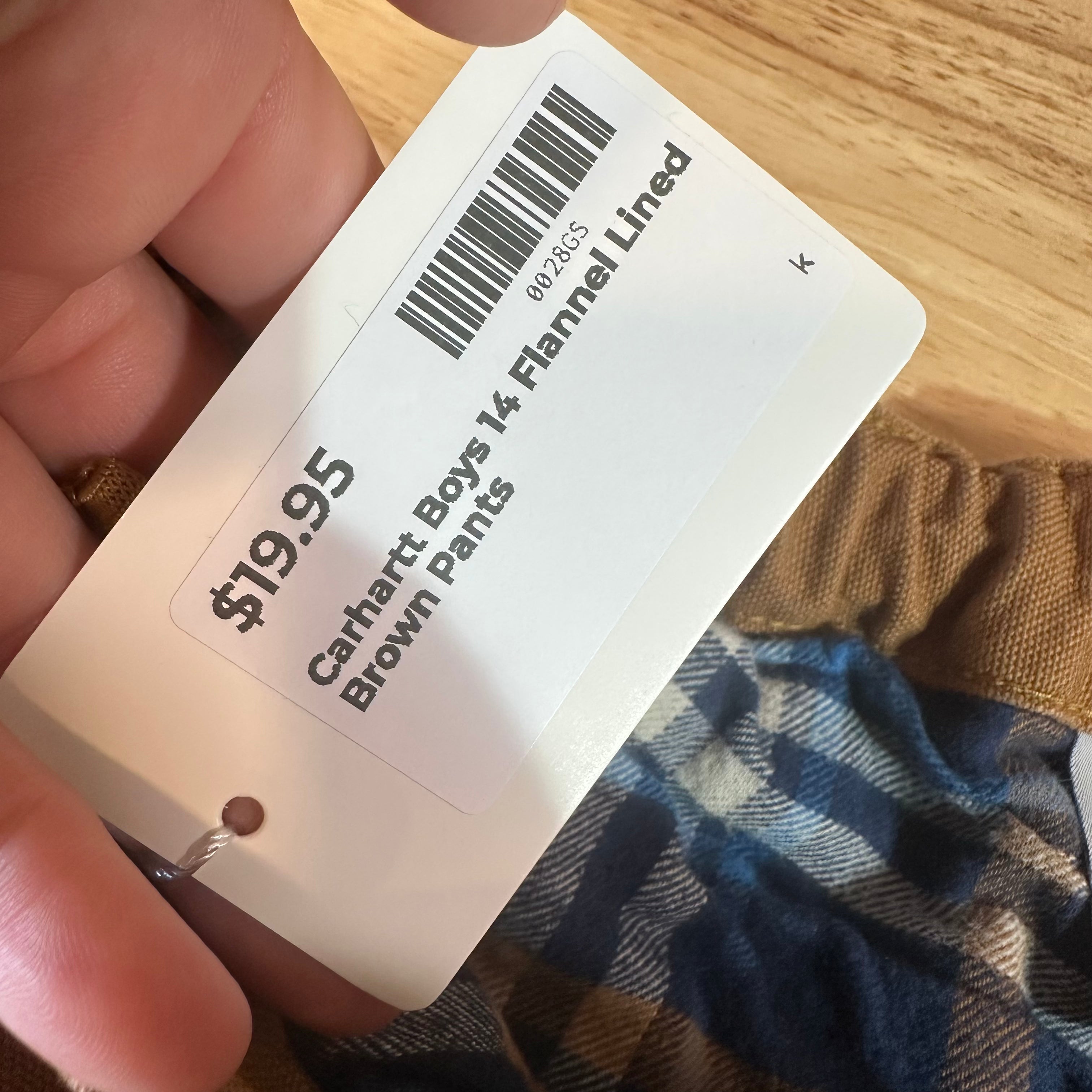 Carhartt Flannel Lined Brown Pants Boys 14