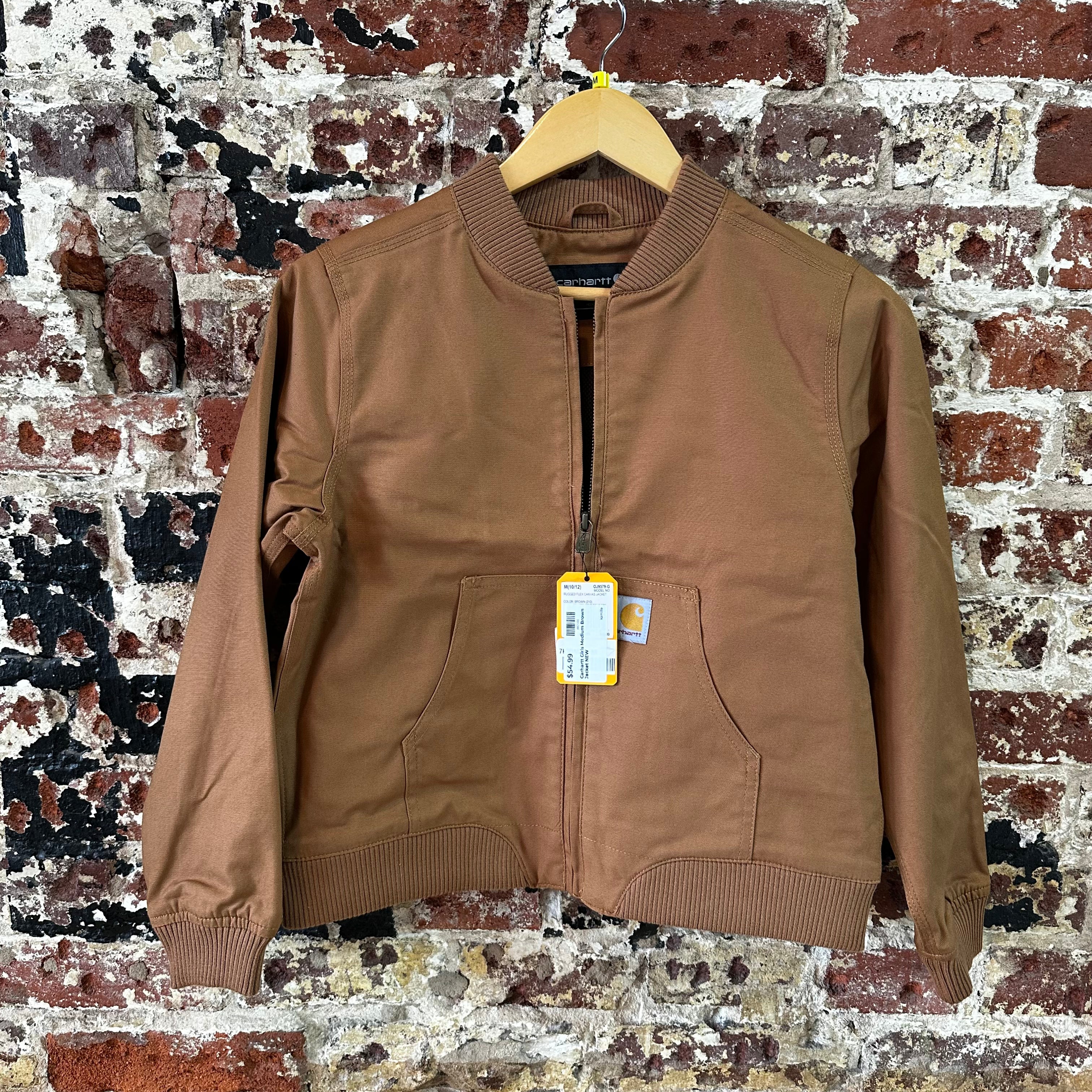 Carhartt Jacket Youth Girls Medium Rugged Flex Canvas Bomber Coat NEW Brown