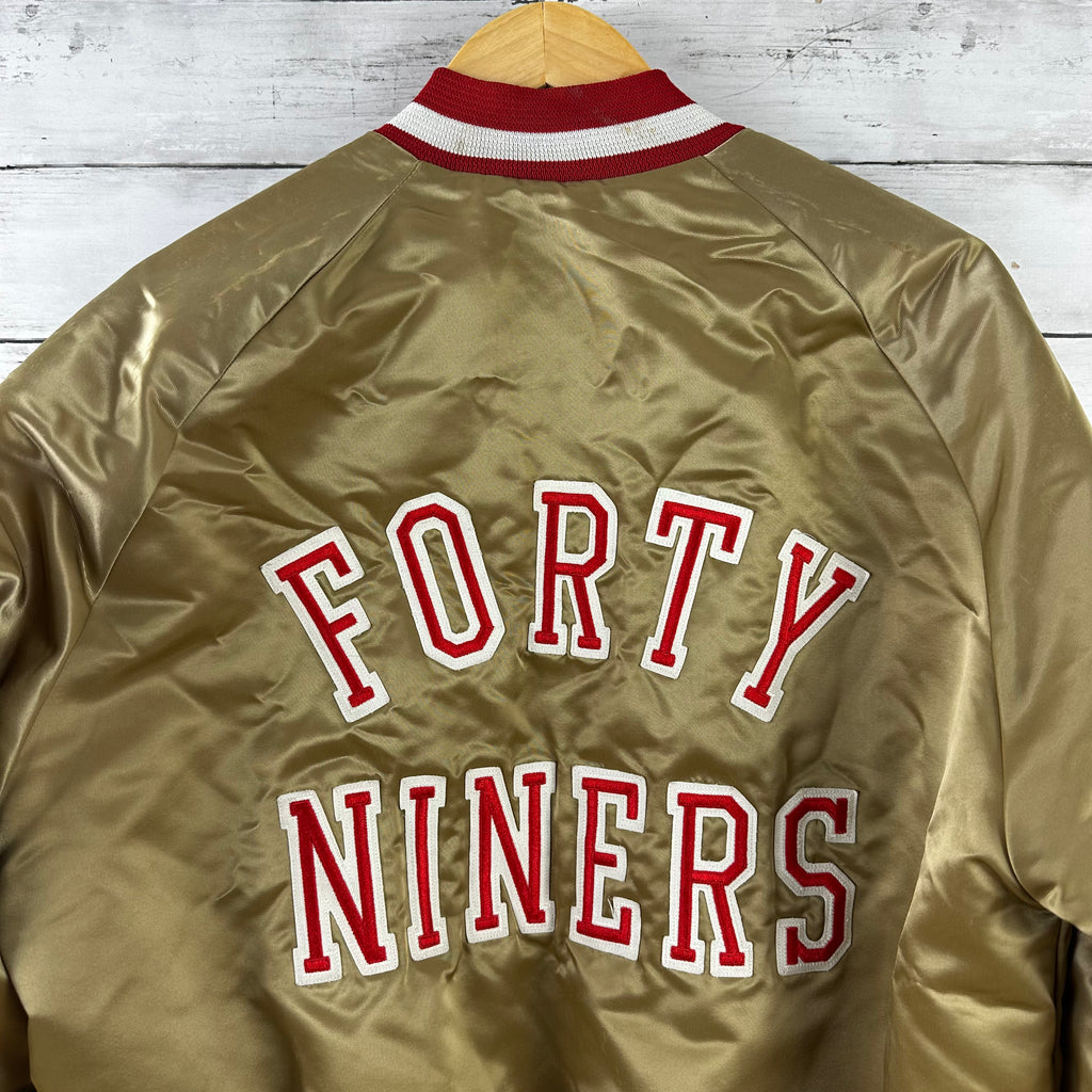 Vintage San Francisco 49ers SF Gold Satin Jacket Locker Line Mens Large