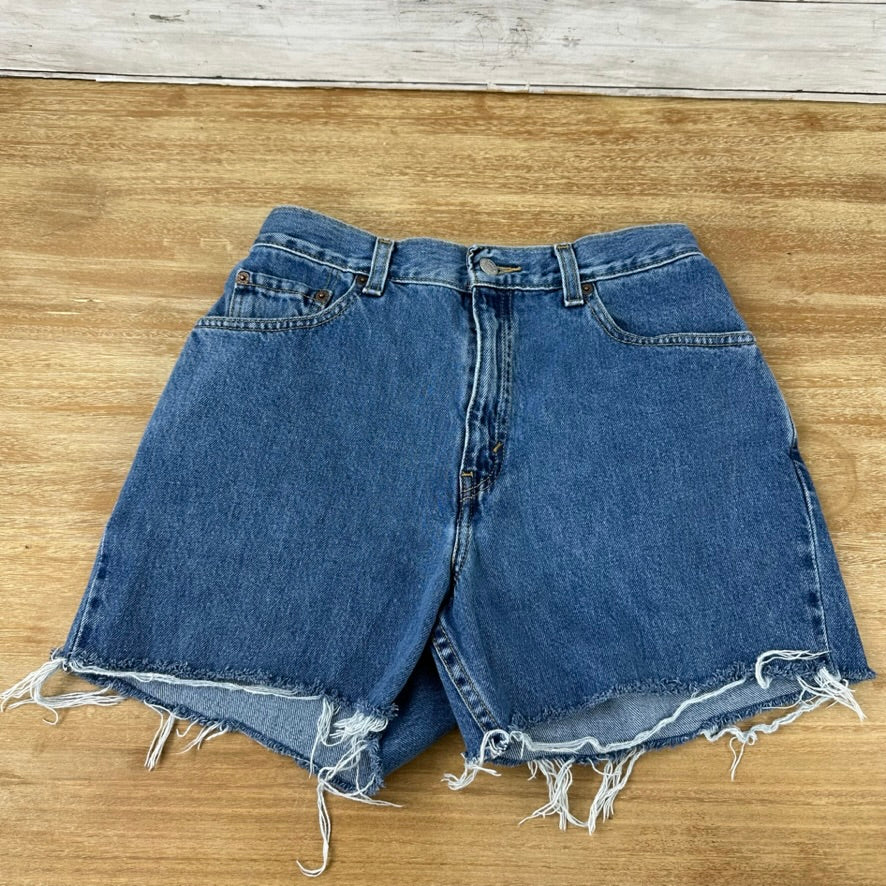 Levi's Cut Off Denim Blue Jean Shorts Womens 8 Distressed - 28x4"