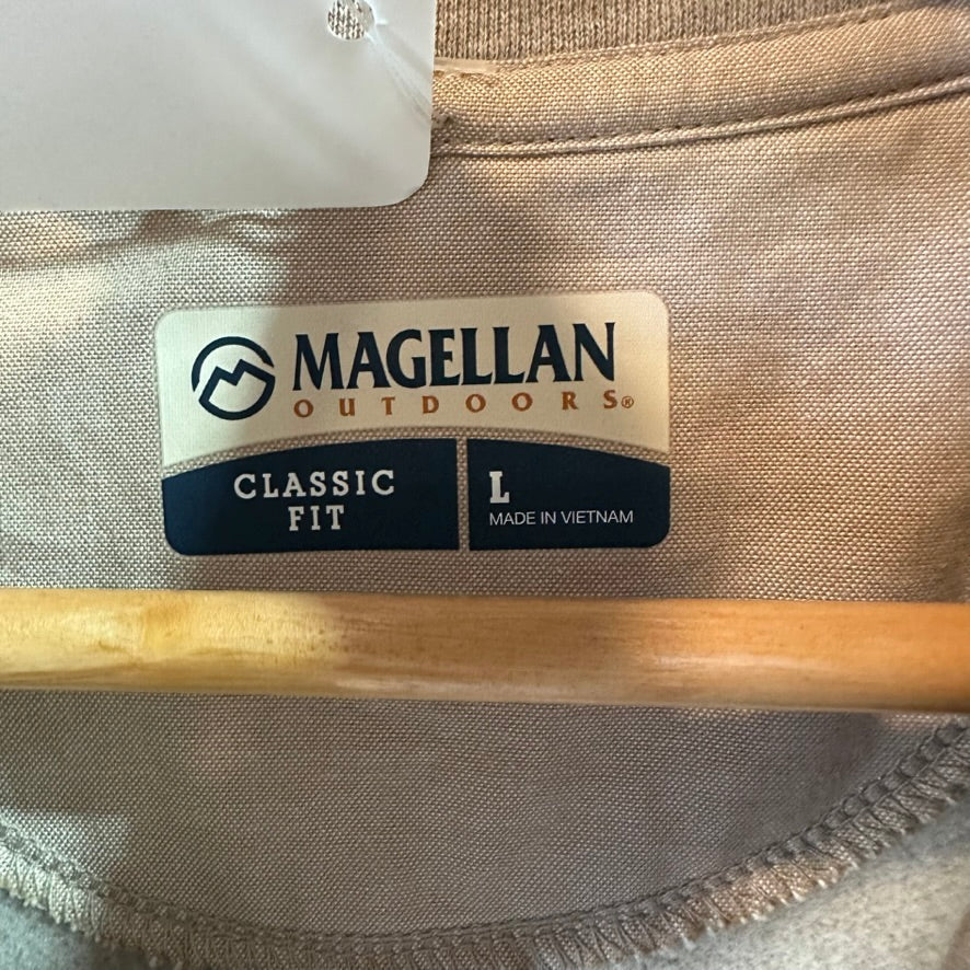Magellan 1/4 snap Sweatshirt Pullover Tan Campfire Mens Large