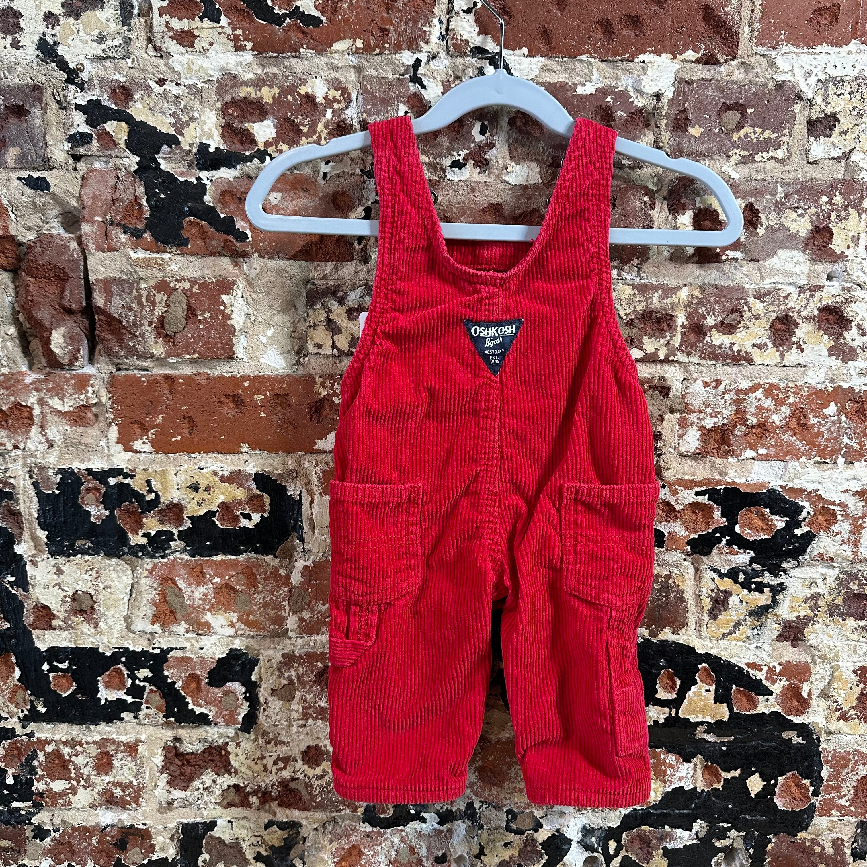 OshLosh Red Corduroy Bibs 3M