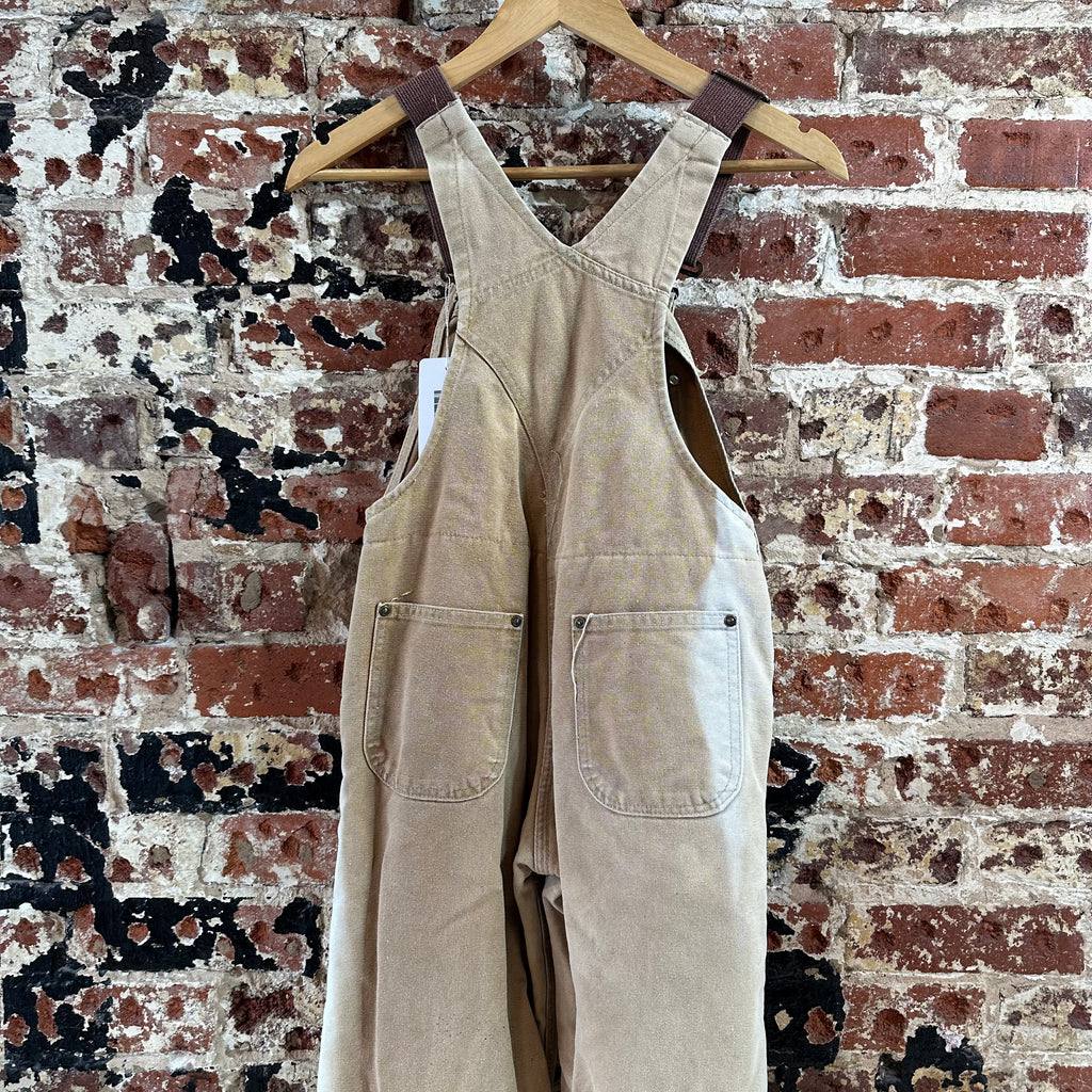 Vintage Carhartt Boy's Medium Brown Bib Insulated Overalls Double Knee Farm Bibs