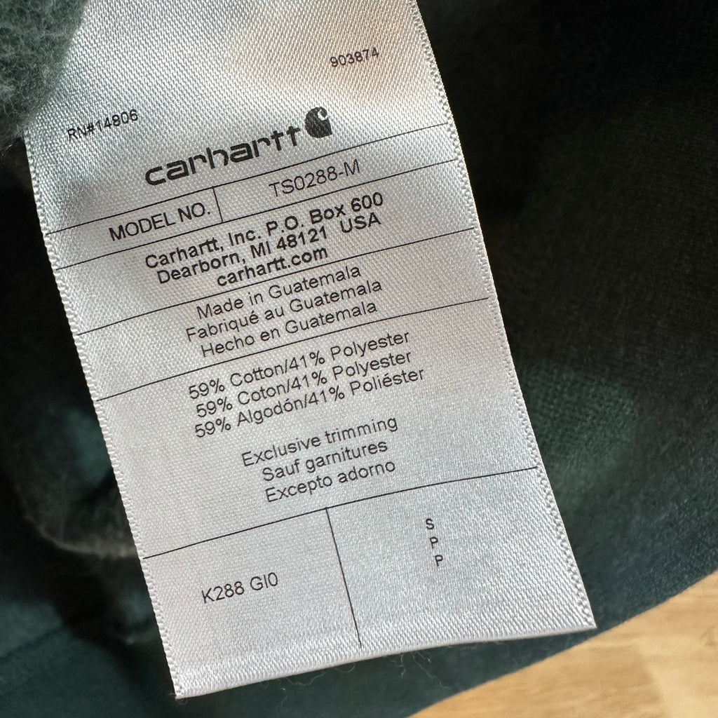 Carhartt Men's Small Sleeve Logo Hoodie Loose Fit Workwear Green K288