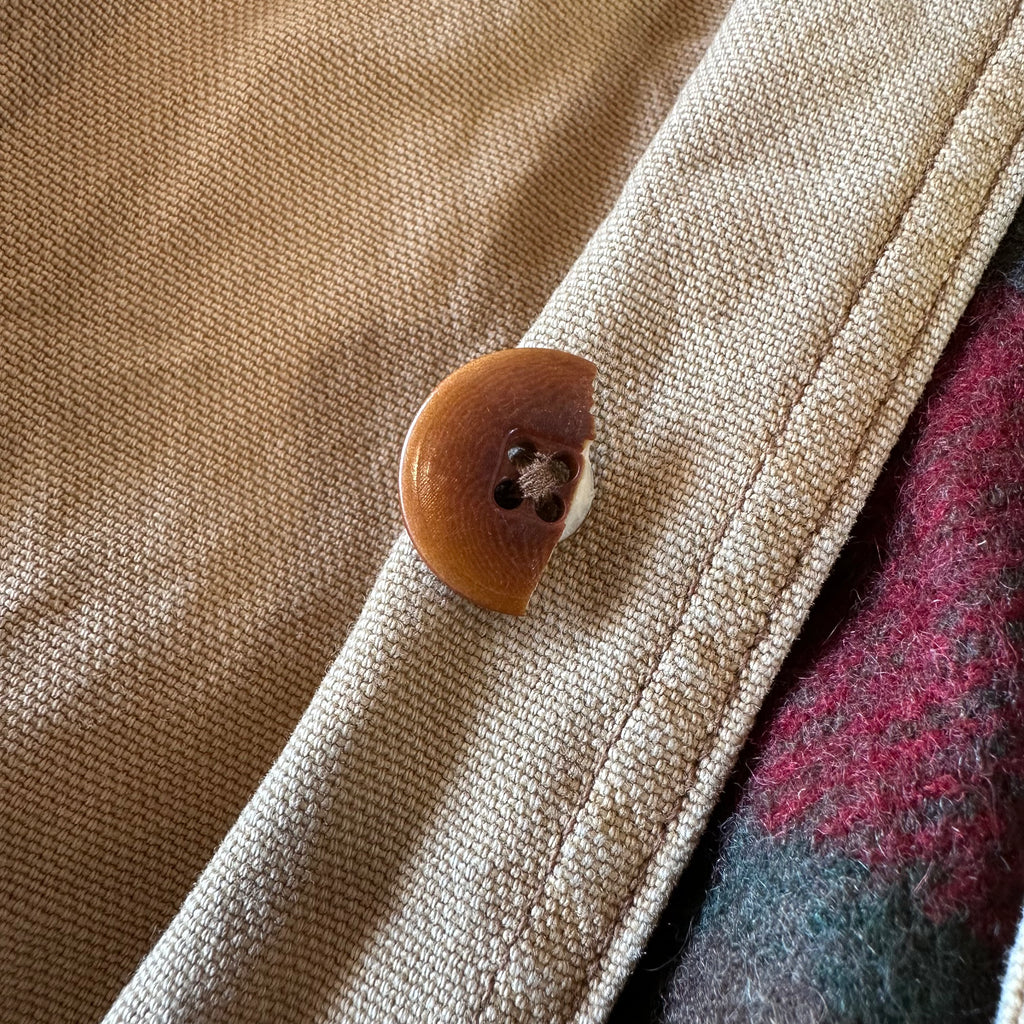 LL Bean Chore Jacket Mens Medium Canvas Barn Coat Lined Corduroy Collar&nbsp;