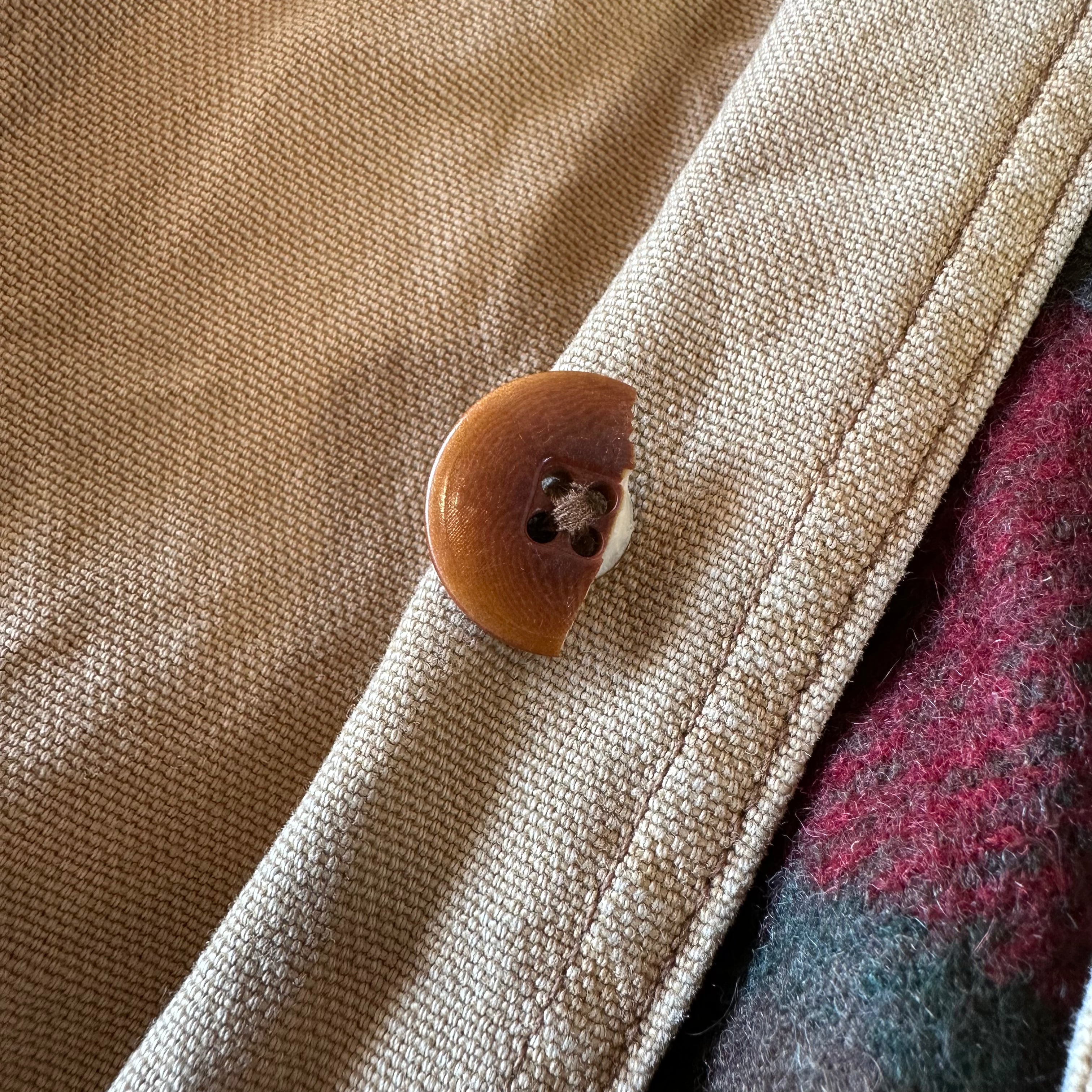 LL Bean Chore Jacket Mens Medium Canvas Barn Coat Lined Corduroy Collar&nbsp;