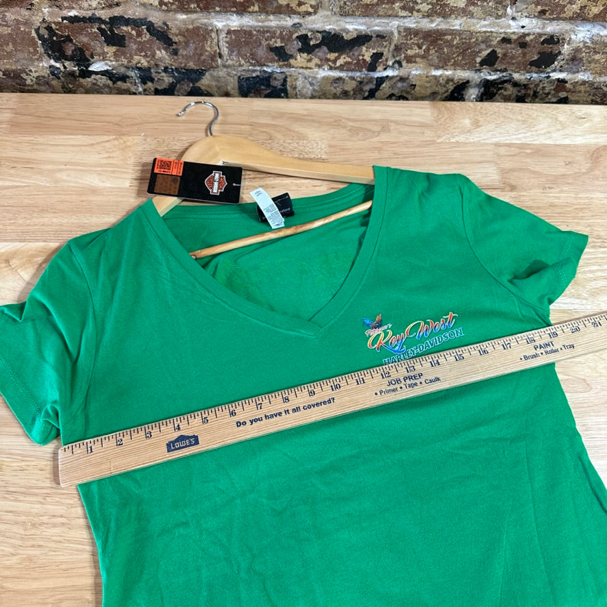 Harley Davidson Women's XL Short Sleeve green T-Shirt V-Neck NEW