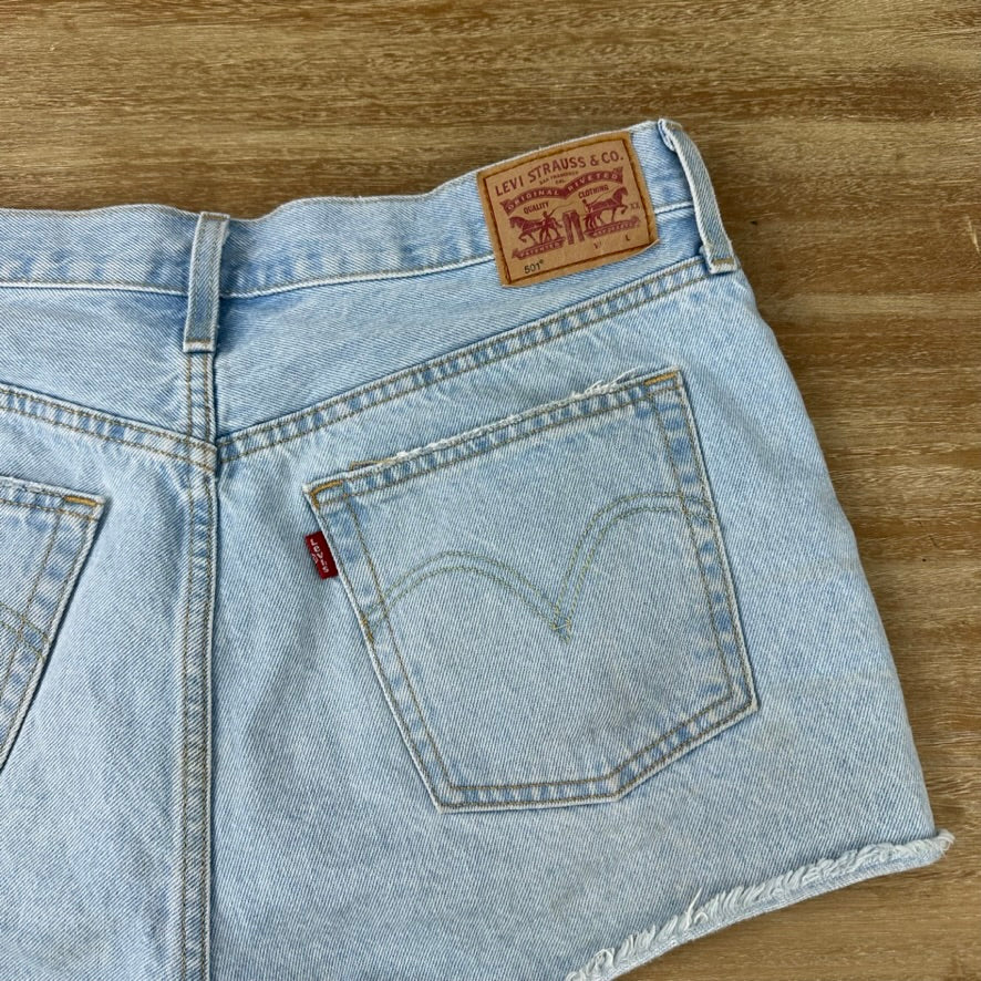 Levi's Cut Off Denim Blue Jean Shorts Womens 33 Distressed - 34x2"