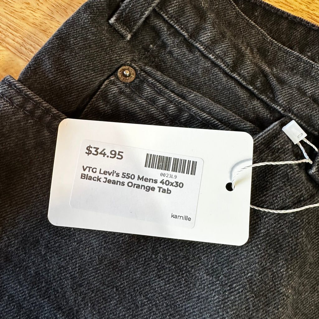 Vtg Levis 550 Black Orange Tab Relaxed Tapered Mens Jeans 40x30 USA 1996 90s