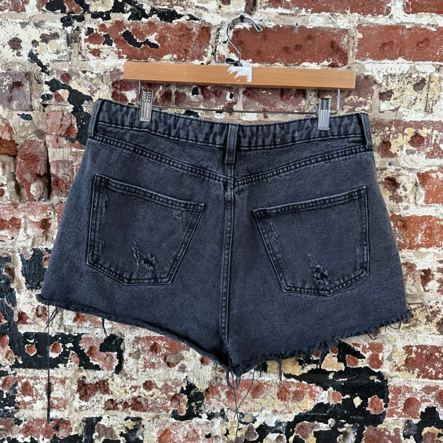 Wild Fable Super High Rise Cutoff Denim Shorts Black Distressed Womens 12 (34x2)