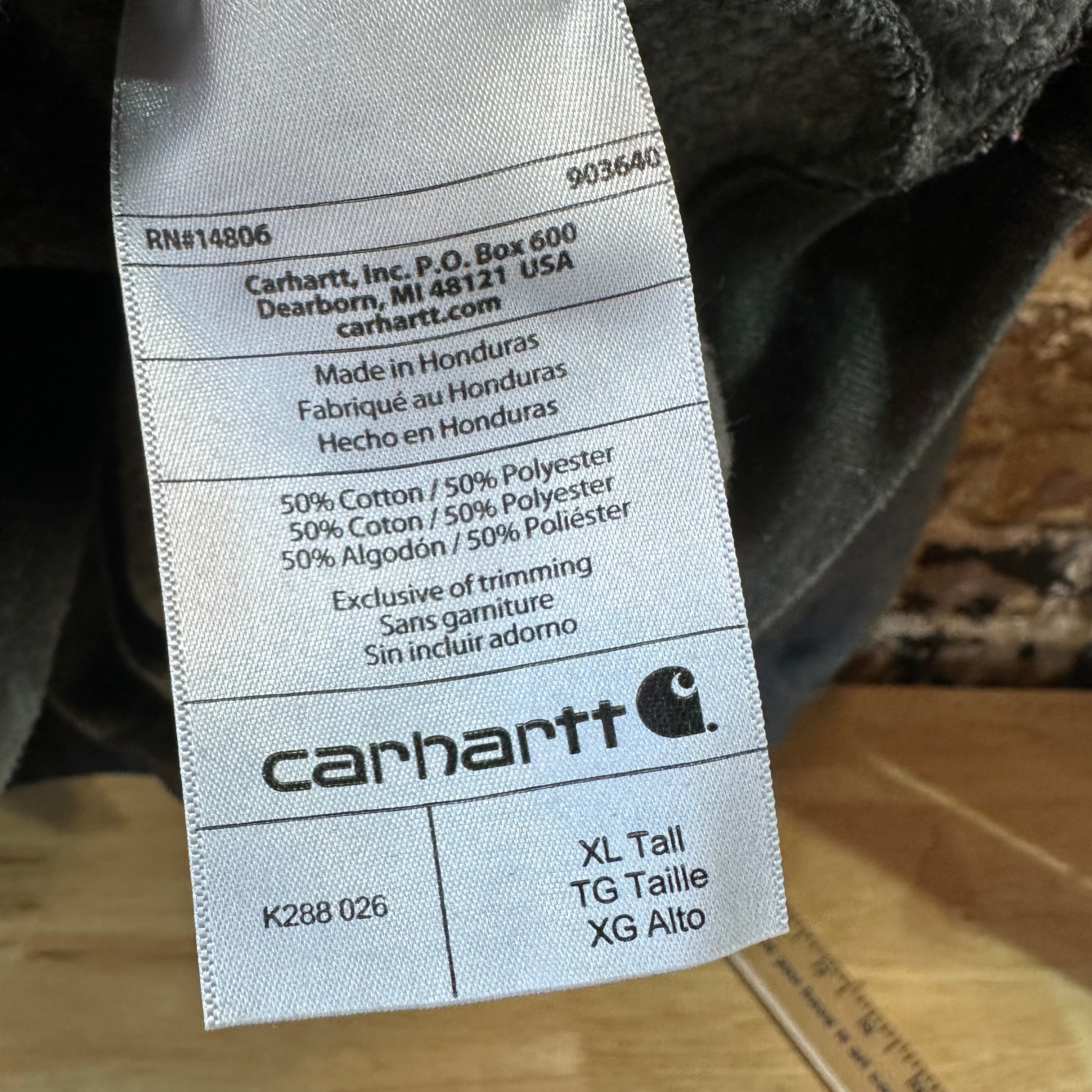 Carhartt Hoodie Sweatshirt Mens XL Tall Gray K288