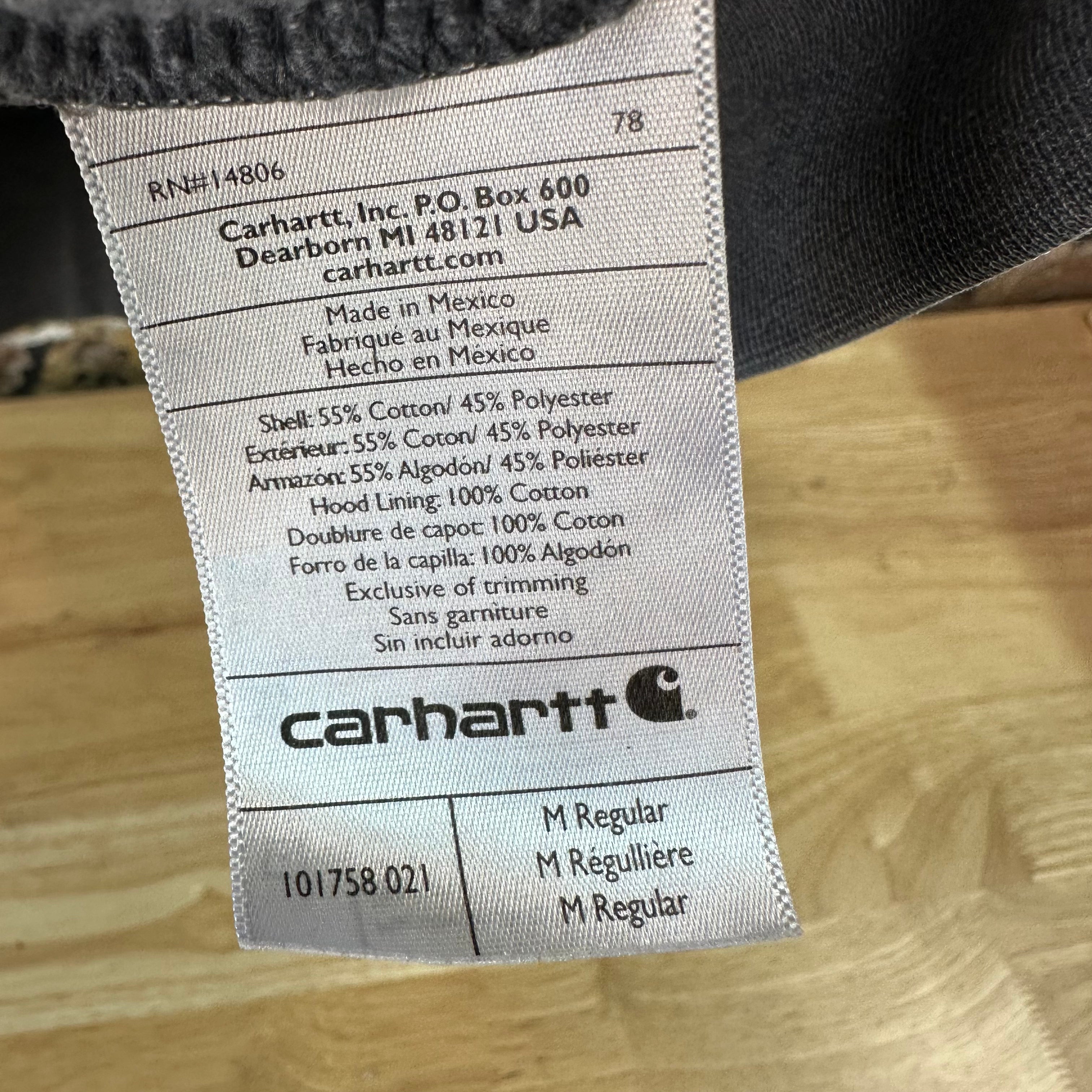 Carhartt Hoodie Sweatshirt Gray Mens Size Medium Original Fit Camo