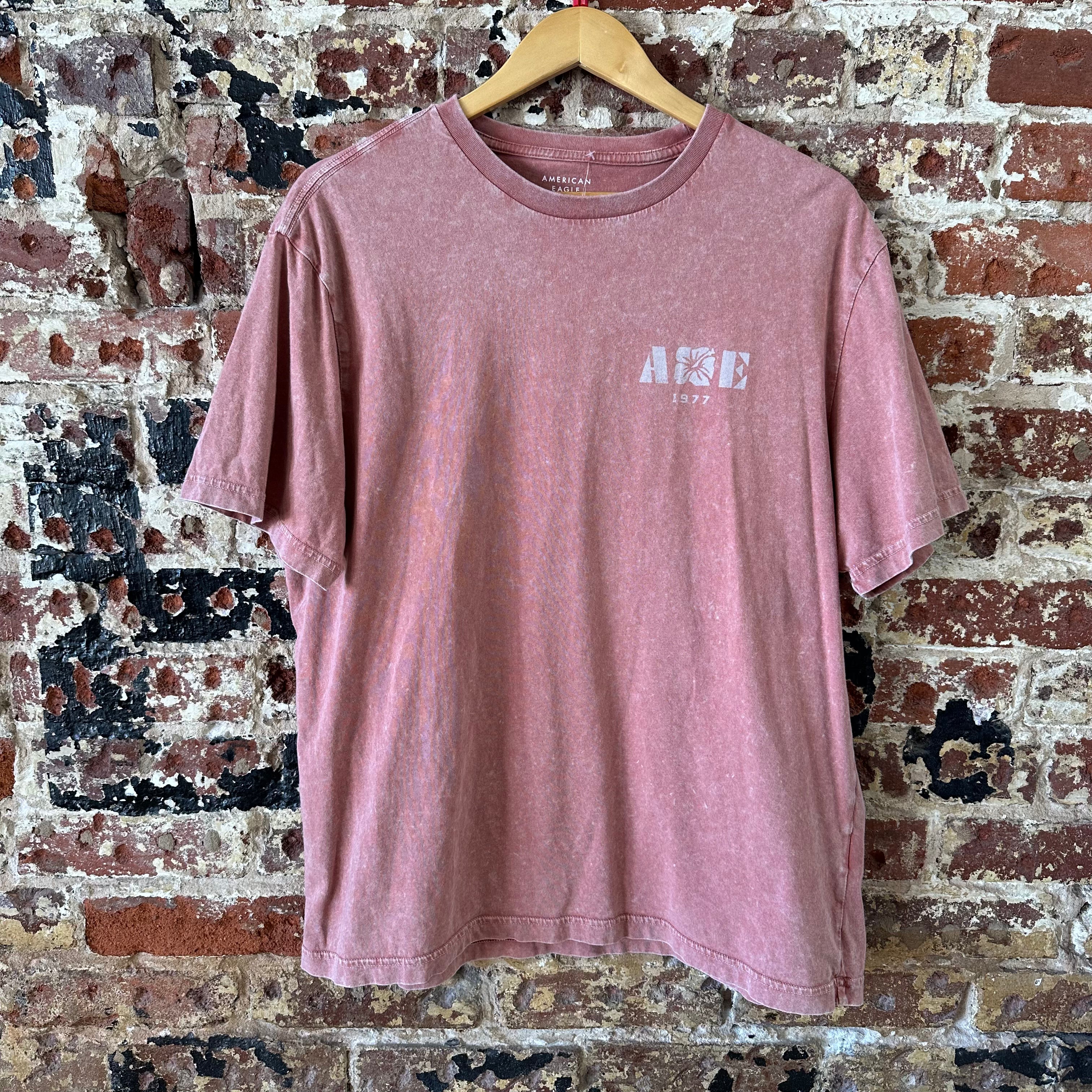 American Eagle Mens Large Live in T-Shirt Pinkinsh Reddish Super Soft S/S