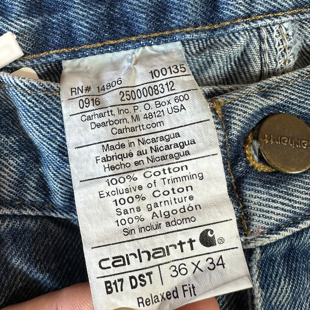 Carhartt Mens 36x34 Blue Jeans