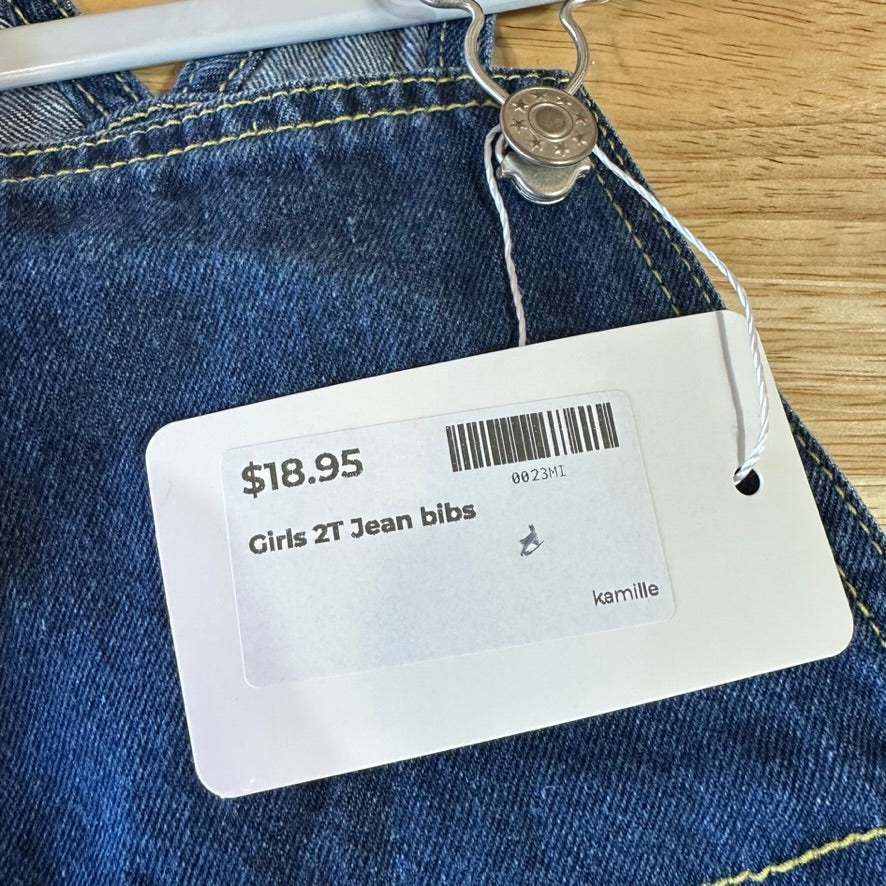 Girls 2T Jean Bibs