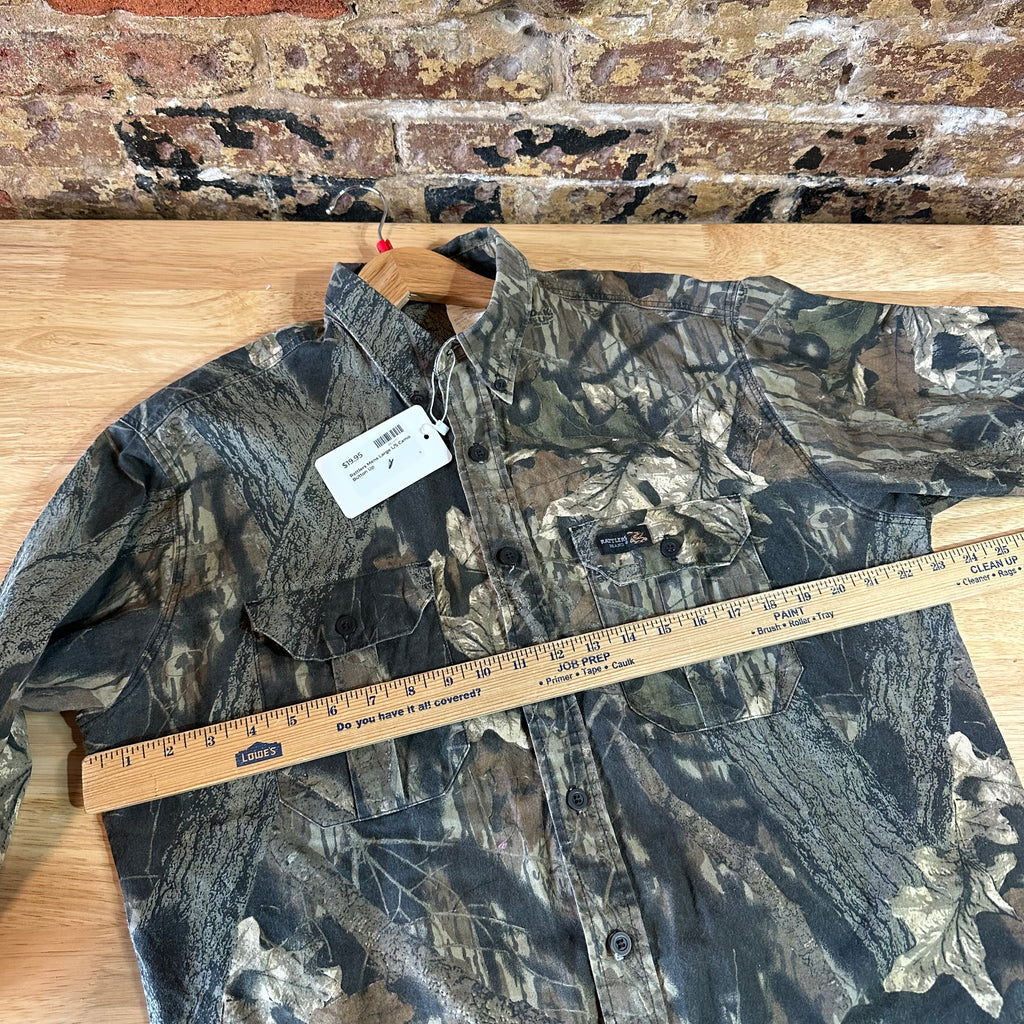 Rattlers Brand Mens Mossy Oak Break Up Camo Shirt Hunting Large Vintage